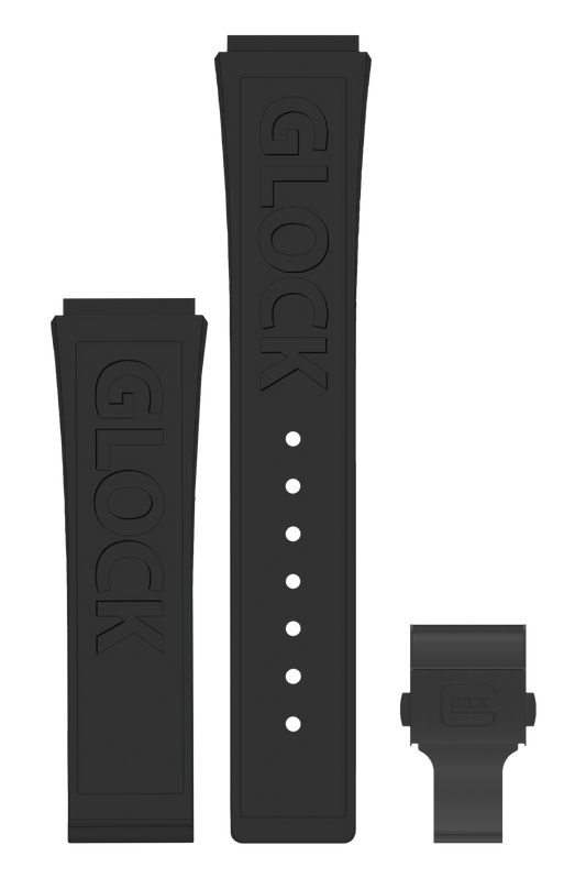 GLOCK Silicone Strap in Black with Black Clasp and Lettering GB-PU-BLACK-LOGO-BC