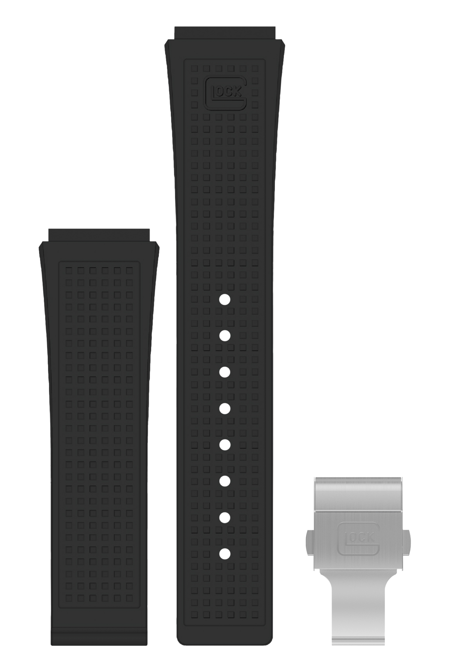 GLOCK Silicone Strap in Black with Silver-Tone Clasp GB-PU-BLACK-RTF-SC