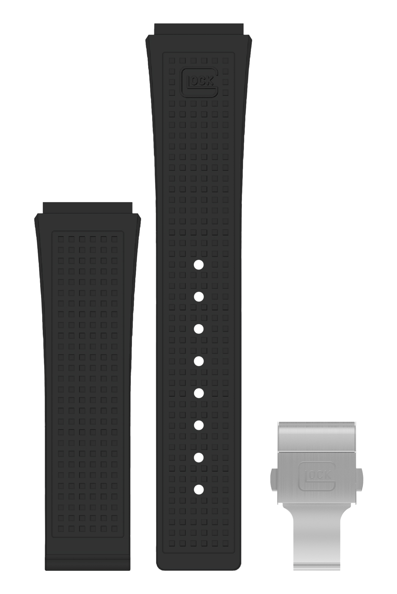 GLOCK Silicone Strap in Black with Silver-Tone Clasp GB-PU-BLACK-RTF-SC