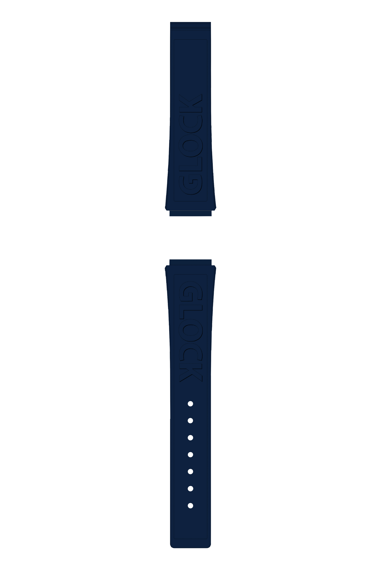 GLOCK Silicone Strap in Blue with Black Clasp and Lettering GB-PU-BLUE-LOGO-BC Full View