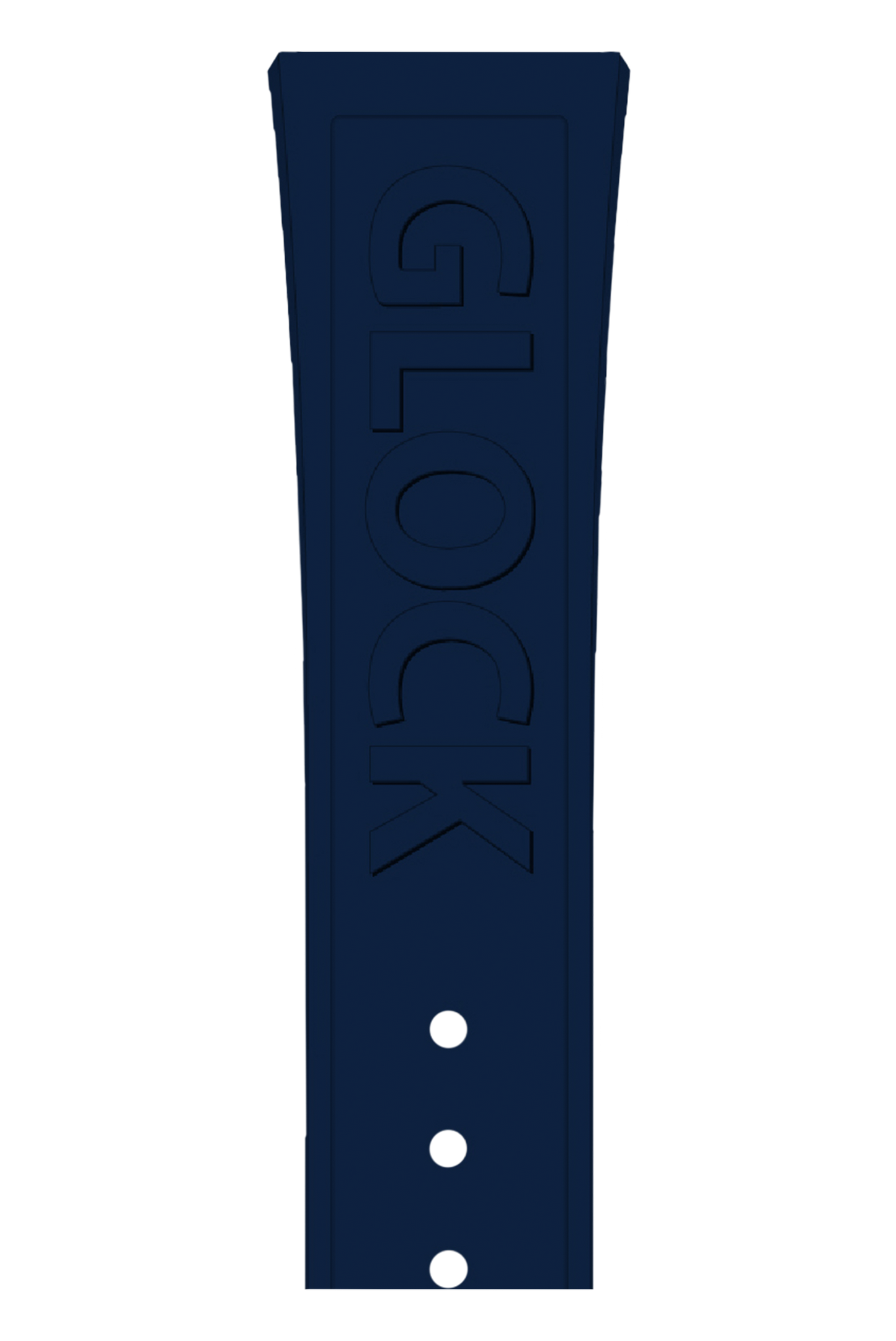 GLOCK Silicone Strap in Blue with Black Clasp and Lettering GB-PU-BLUE-LOGO-BC Close Up