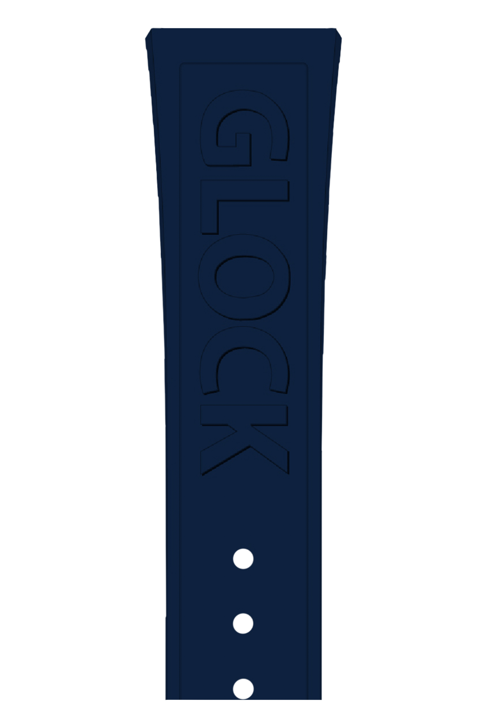 GLOCK Silicone Strap in Blue with Black Clasp and Lettering GB-PU-BLUE-LOGO-BC Close Up