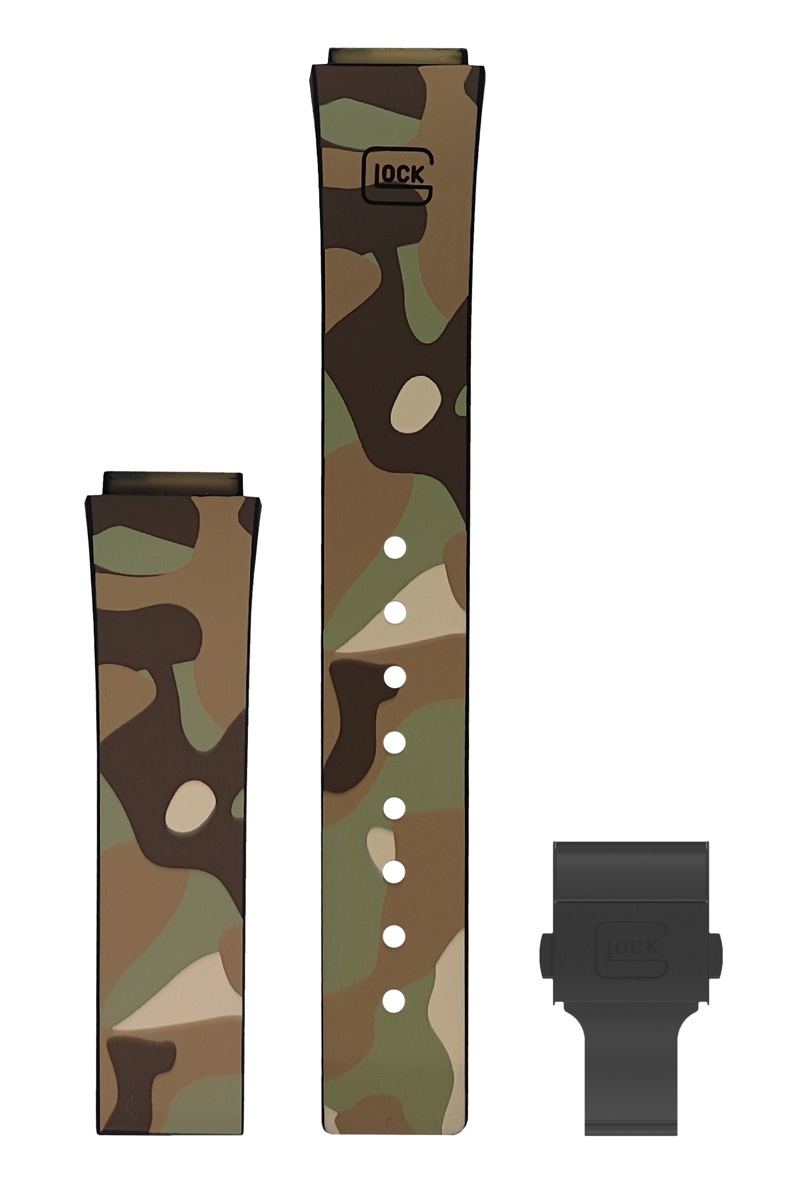 GLOCK Silicone Strap in Camouflage with Black Clasp GB-PU-CAMODESERT-BC