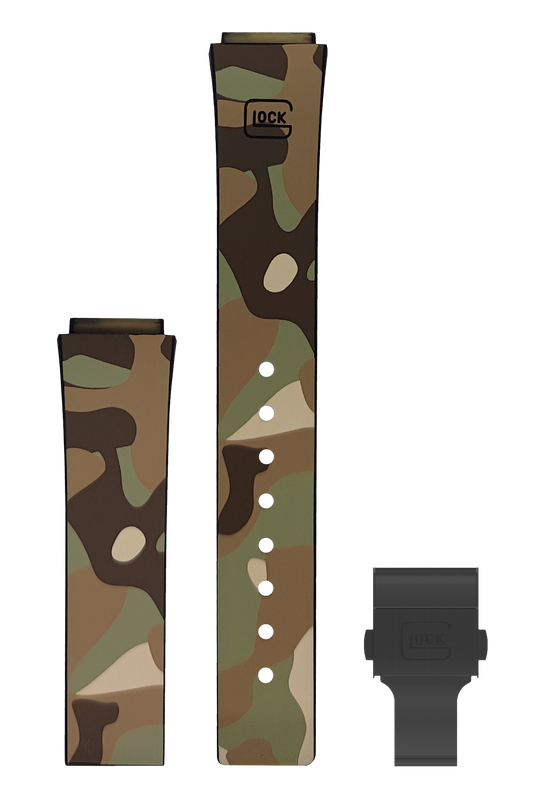 GLOCK Silicone Strap in Camouflage with Black Clasp GB-PU-CAMODESERT-BC