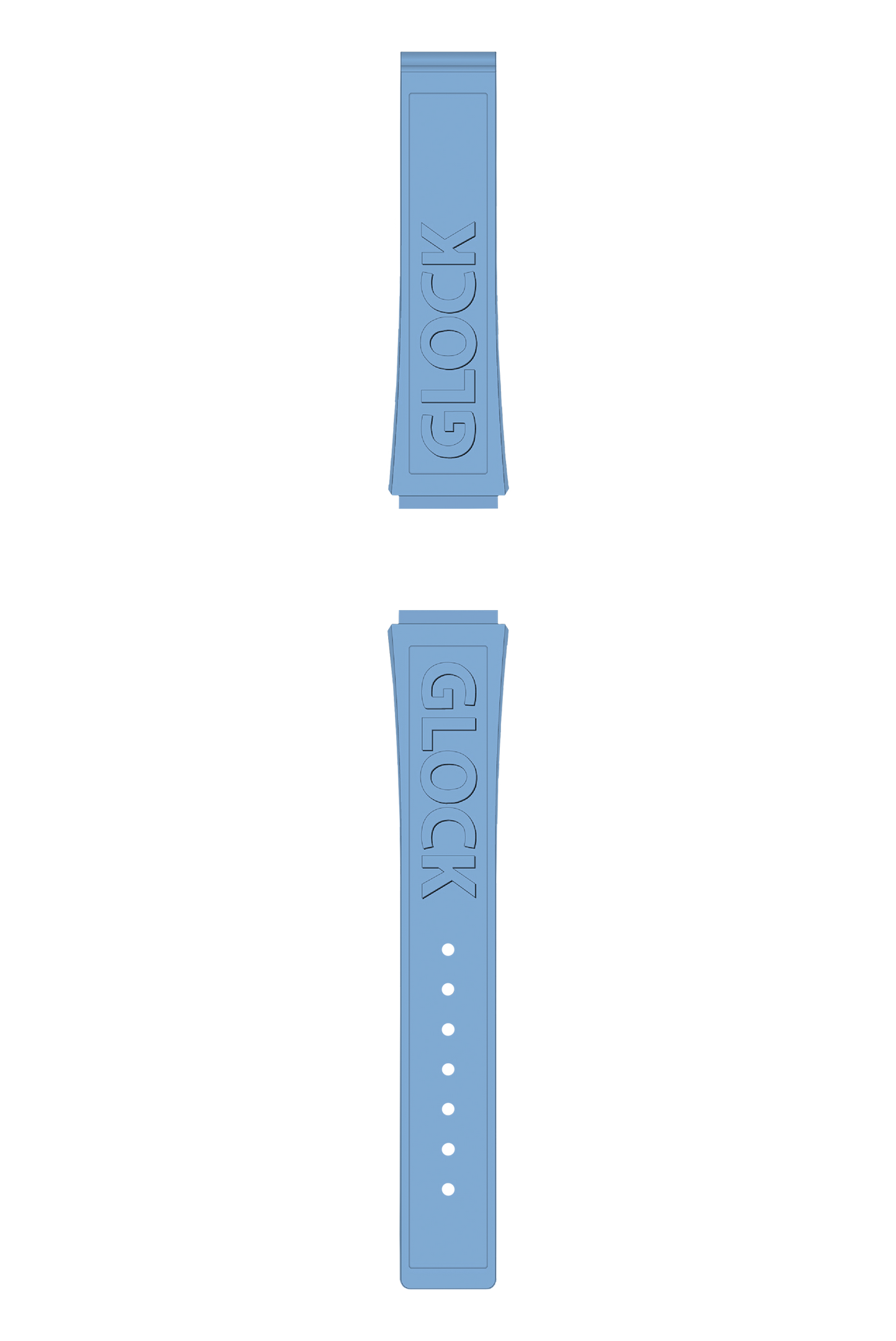 GLOCK Silicone Strap in Light Blue with Black Clasp and Lettering GB-PU-LIGHTBLUE-LOGO-BC Full View