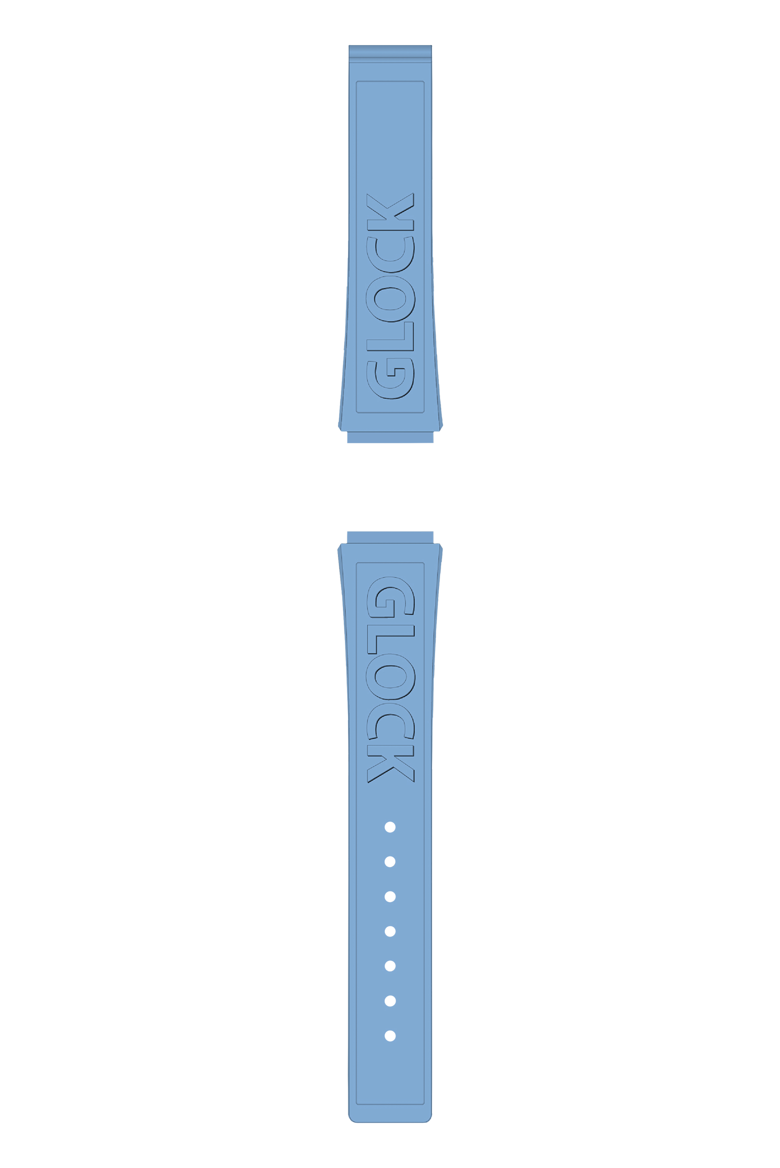 GLOCK Silicone Strap in Light Blue with Black Clasp and Lettering GB-PU-LIGHTBLUE-LOGO-BC Full View