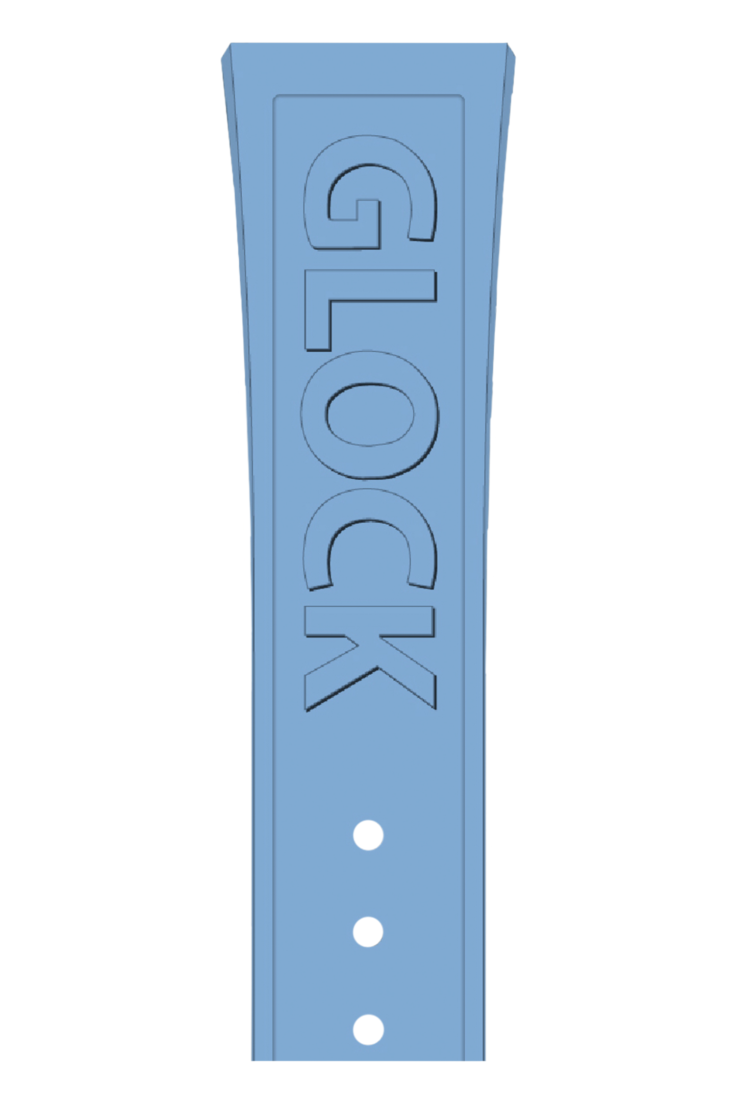 GLOCK Silicone Strap in Light Blue with Black Clasp and Lettering GB-PU-LIGHTBLUE-LOGO-BC Close Up