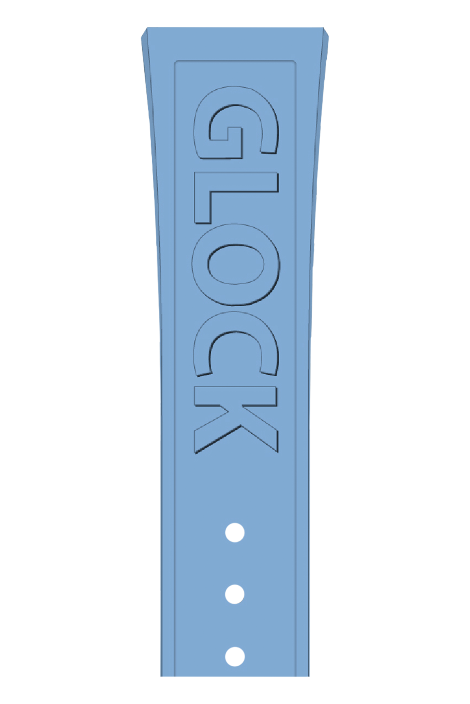 GLOCK Silicone Strap in Light Blue with Black Clasp and Lettering GB-PU-LIGHTBLUE-LOGO-BC Close Up