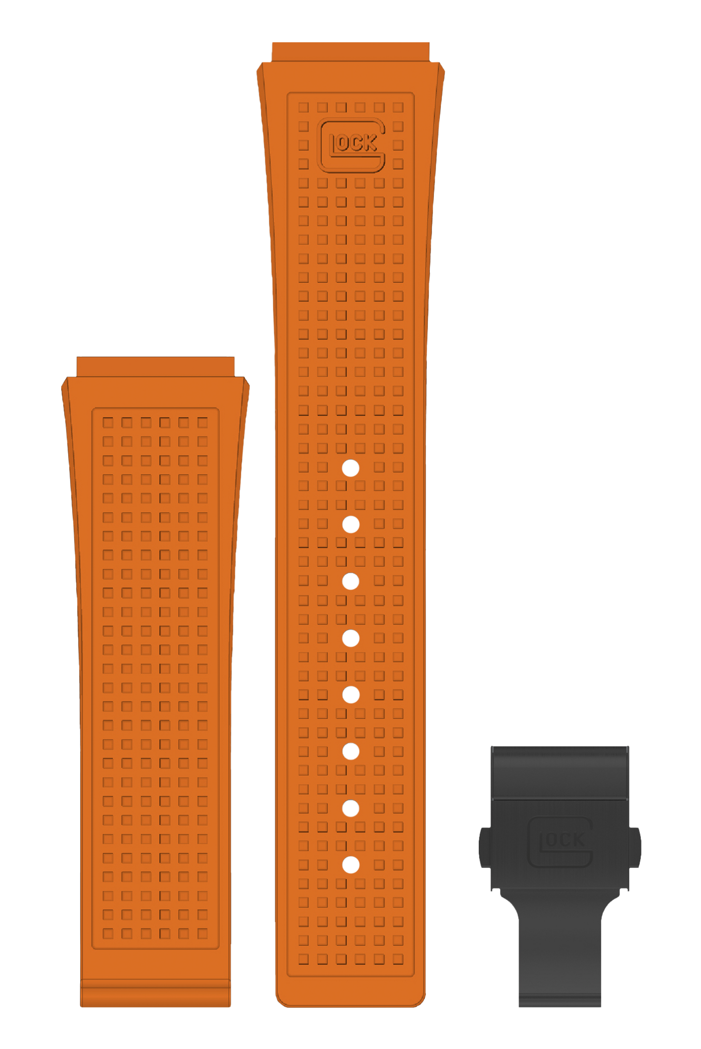 GLOCK Silicone Strap in Orange with Black Clasp GB-PU-ORANGE-RTF-BC