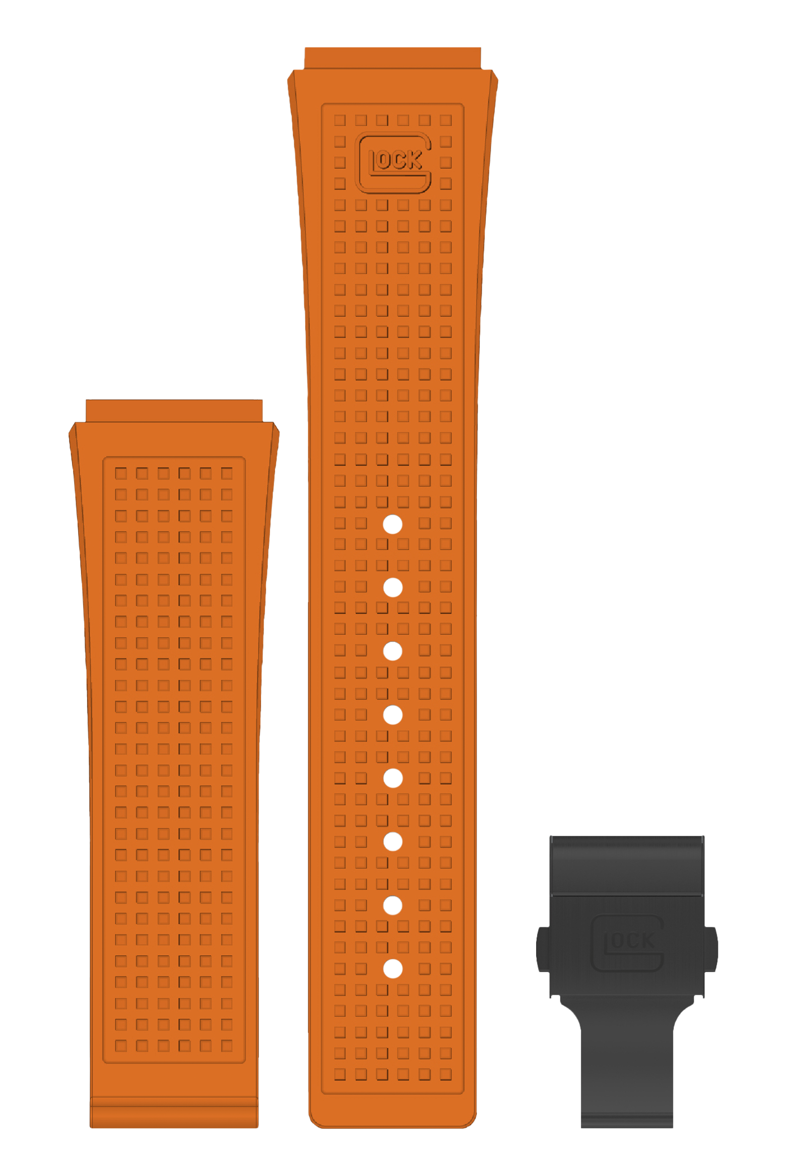 GLOCK Silicone Strap in Orange with Black Clasp GB-PU-ORANGE-RTF-BC