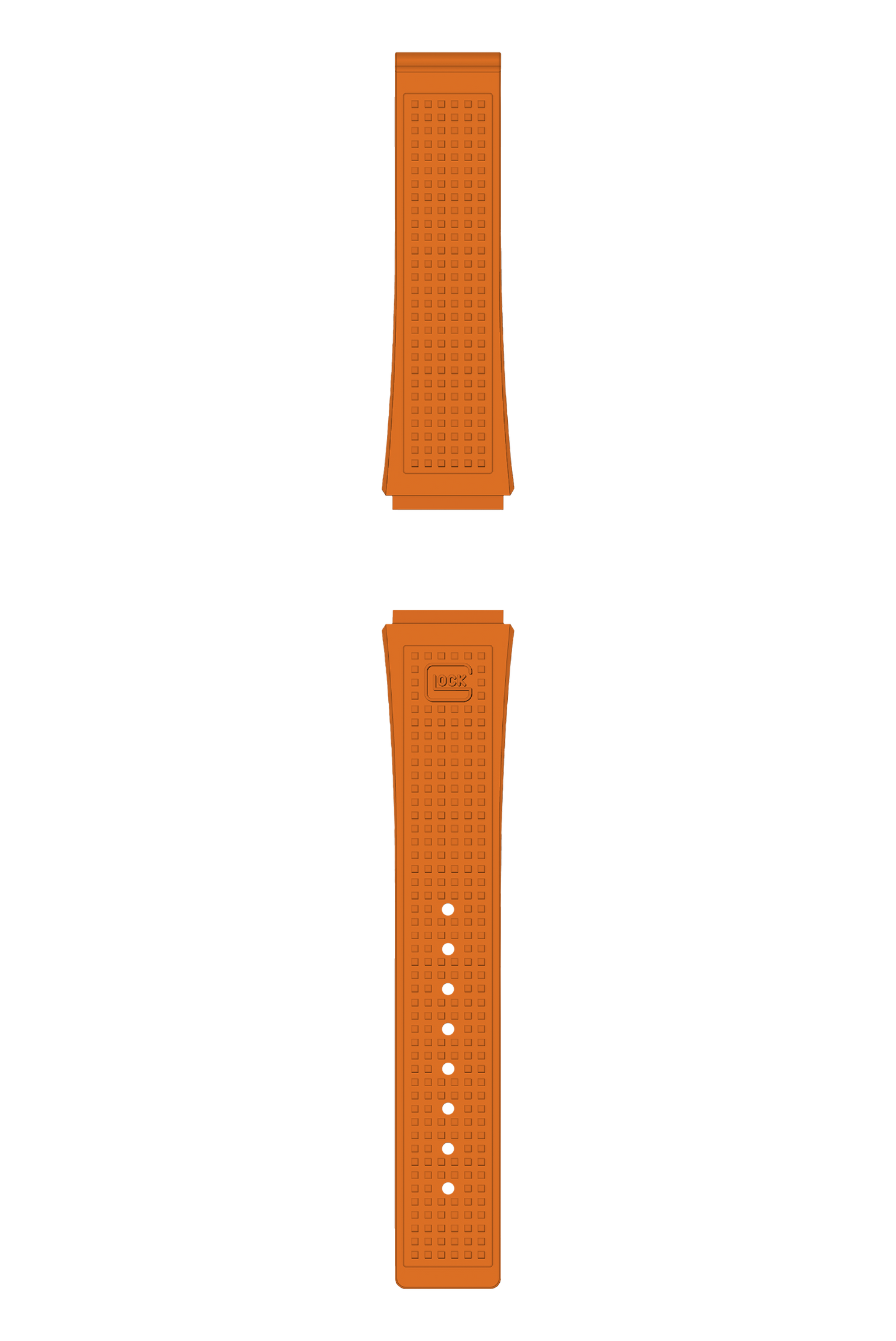 GLOCK Silicone Strap in Orange with Black Clasp GB-PU-ORANGE-RTF-BC Full View