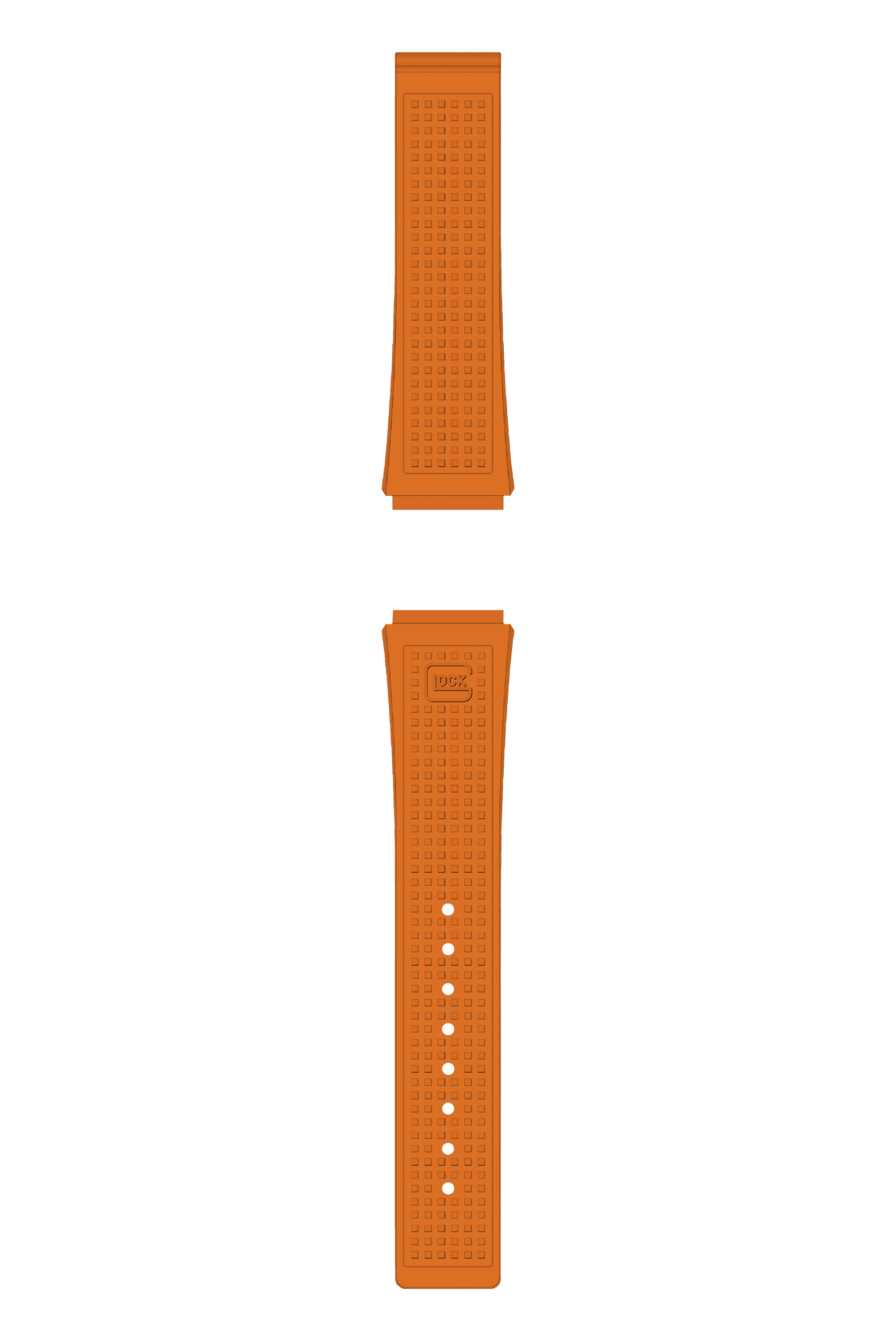 GLOCK Silicone Strap in Orange with Black Clasp GB-PU-ORANGE-RTF-BC Full View