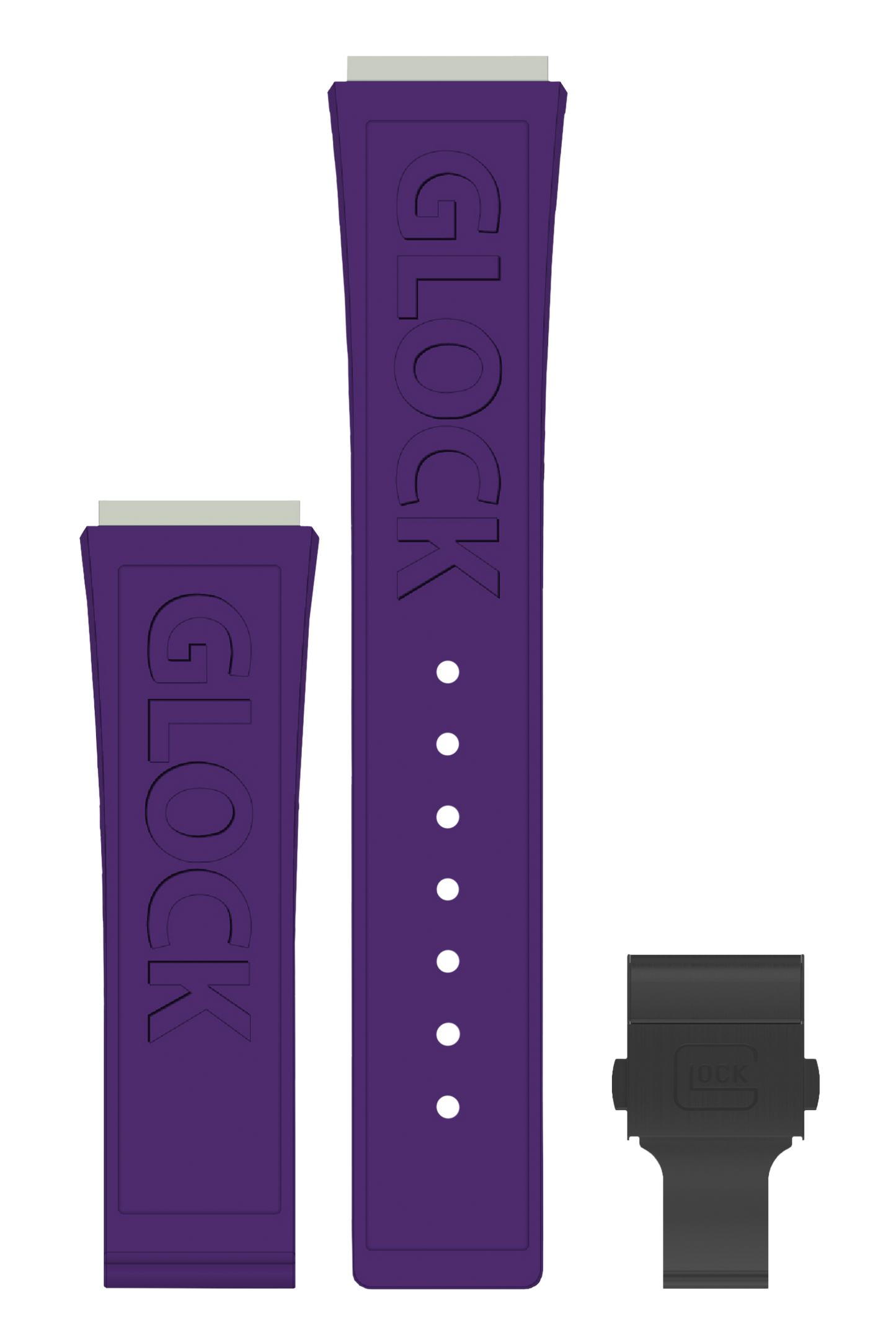 GLOCK Silicone Strap in Purple with Black Clasp and Lettering GB-PU-PURPLE-LOGO-BC