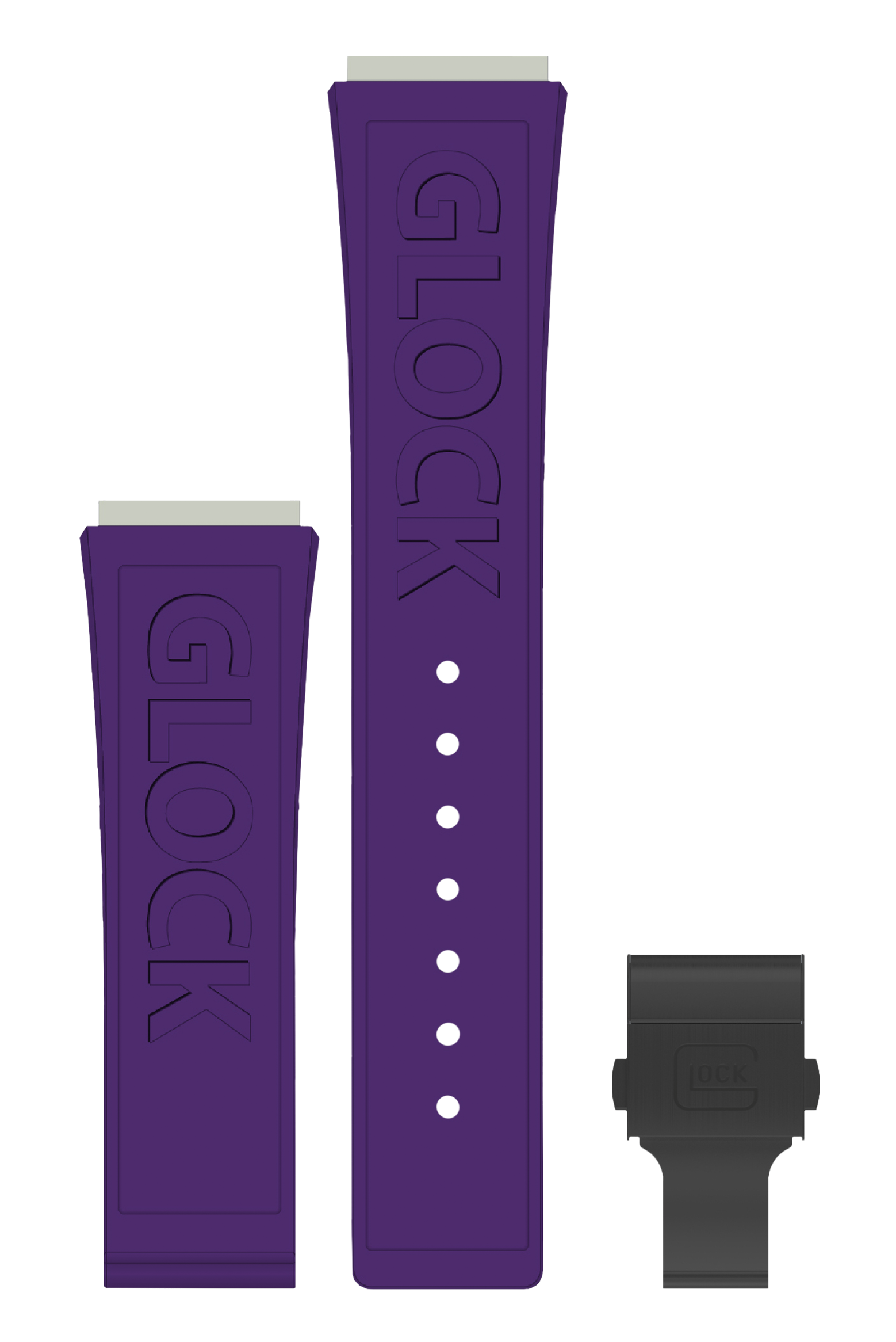 GLOCK Silicone Strap in Purple with Black Clasp and Lettering GB-PU-PURPLE-LOGO-BC