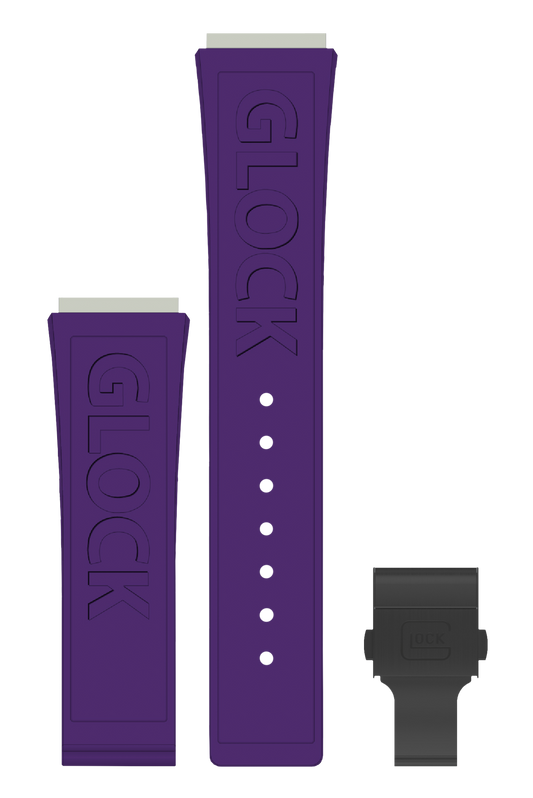 GLOCK Silicone Strap in Purple with Black Clasp and Lettering GB-PU-PURPLE-LOGO-BC