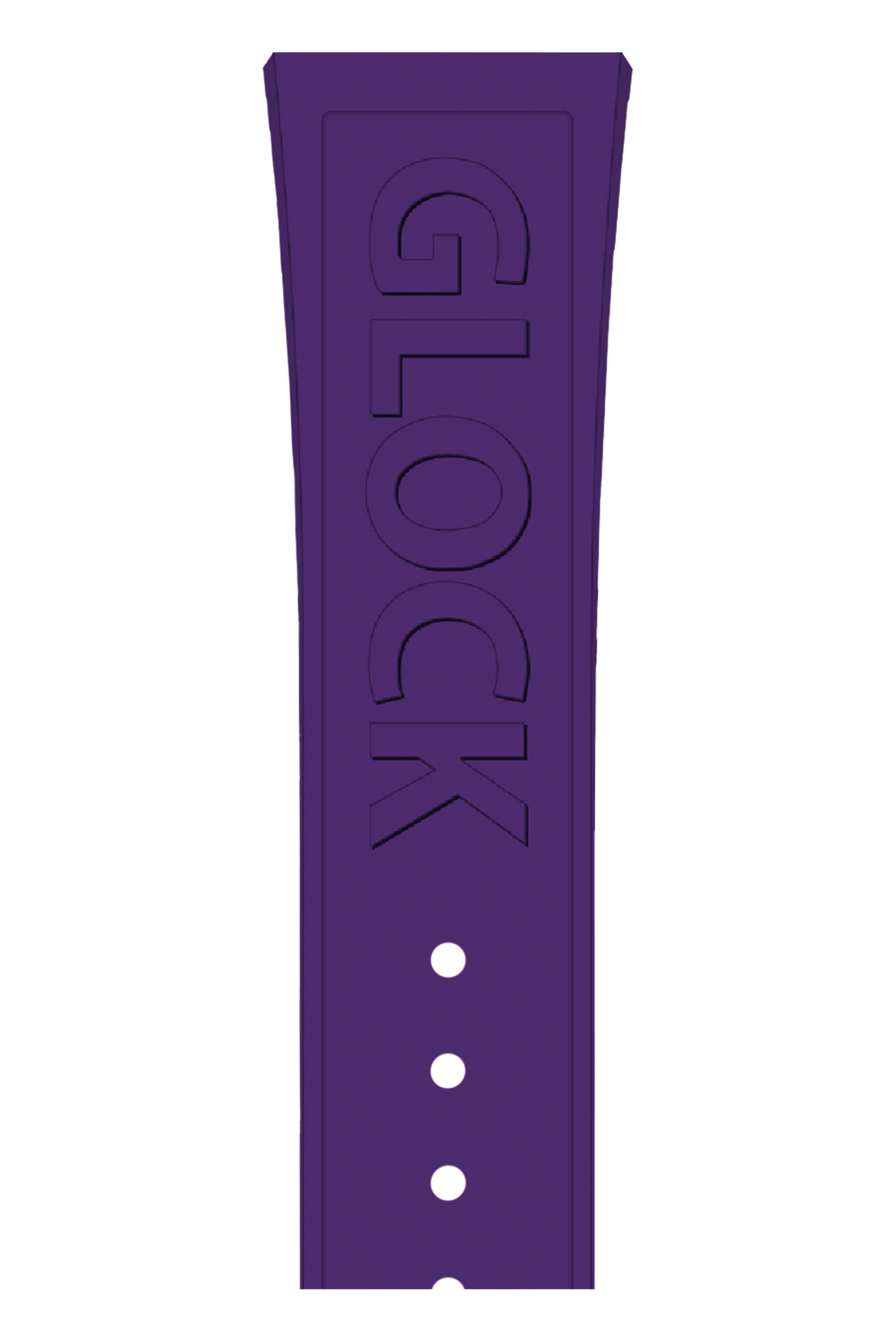 GLOCK Silicone Strap in Purple with Black Clasp and Lettering GB-PU-PURPLE-LOGO-BC Close Up