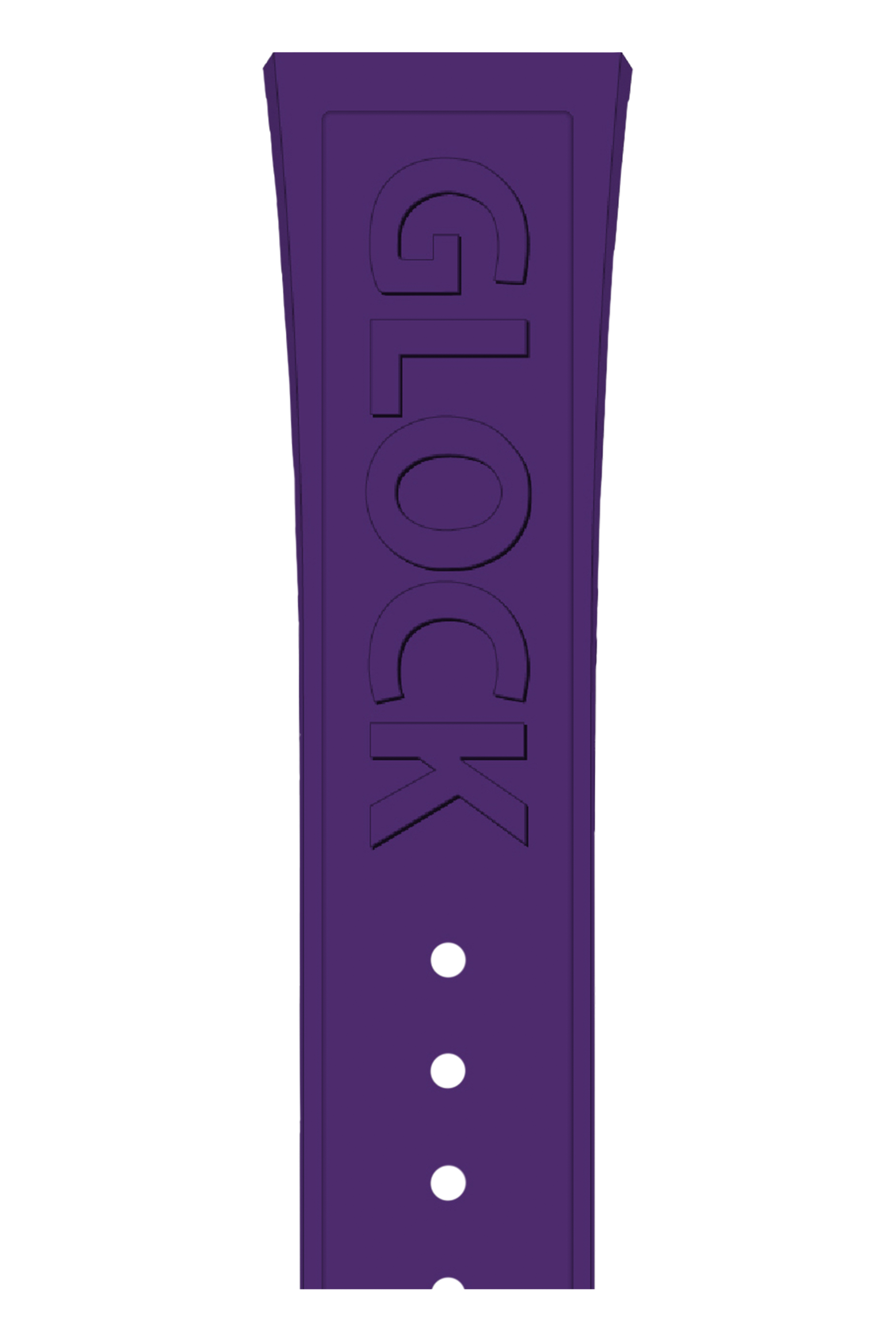 GLOCK Silicone Strap in Purple with Black Clasp and Lettering GB-PU-PURPLE-LOGO-BC Close Up