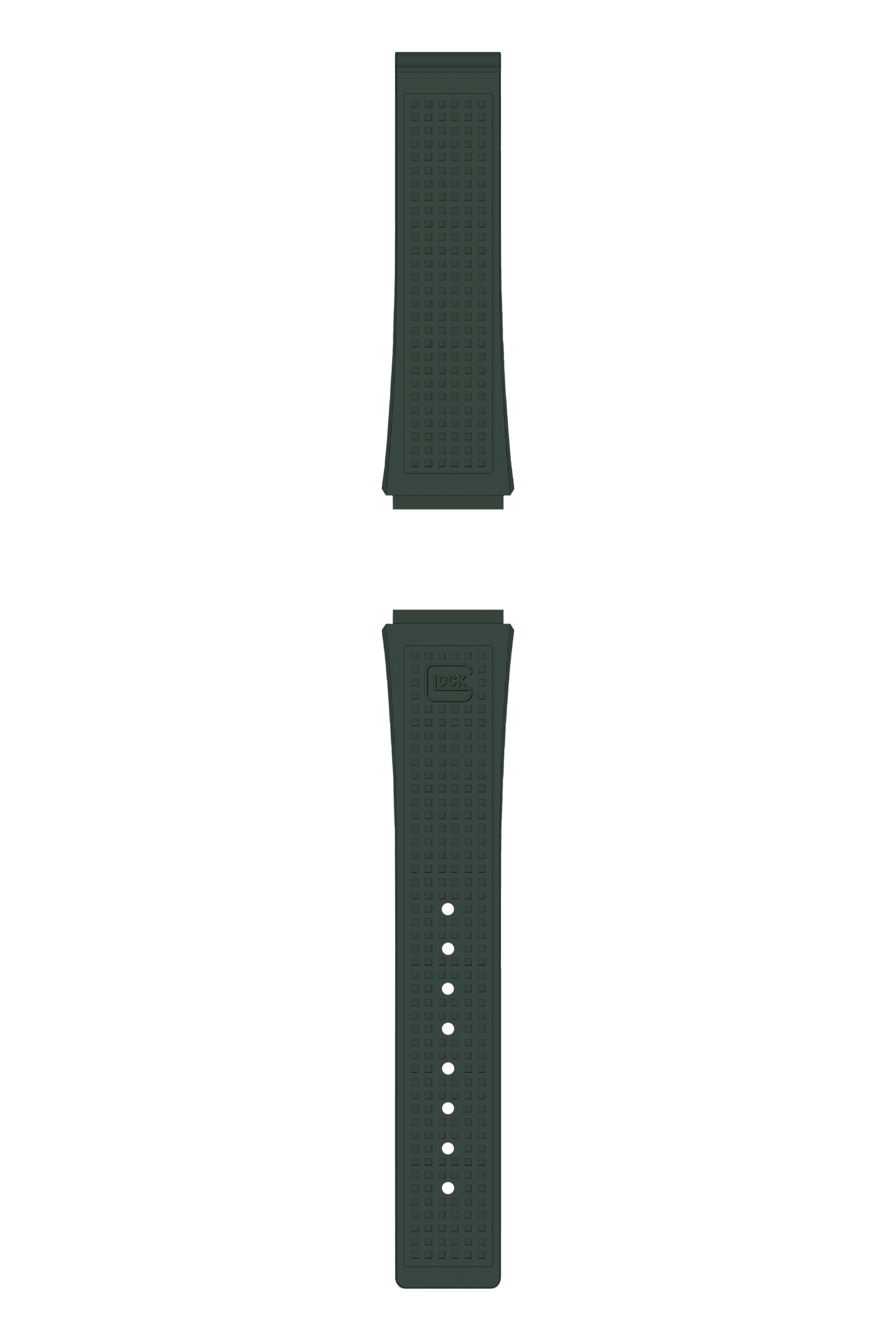 GLOCK Silicone Strap in Racing Green with Black Clasp GB-PU-RACINGGREEN-RTF-BC Full View