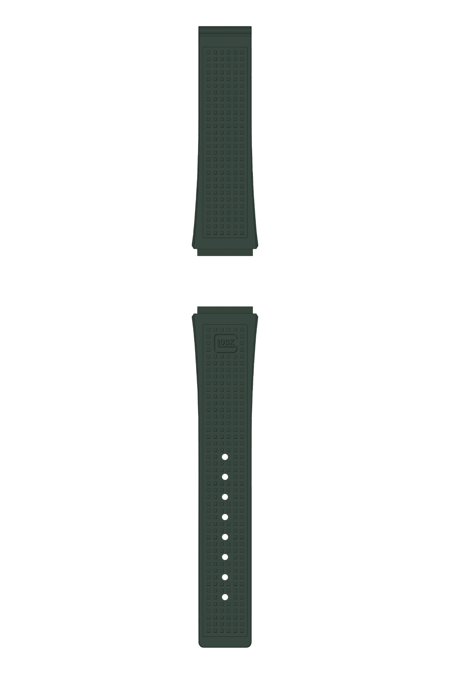 GLOCK Silicone Strap in Racing Green with Black Clasp GB-PU-RACINGGREEN-RTF-BC Full View