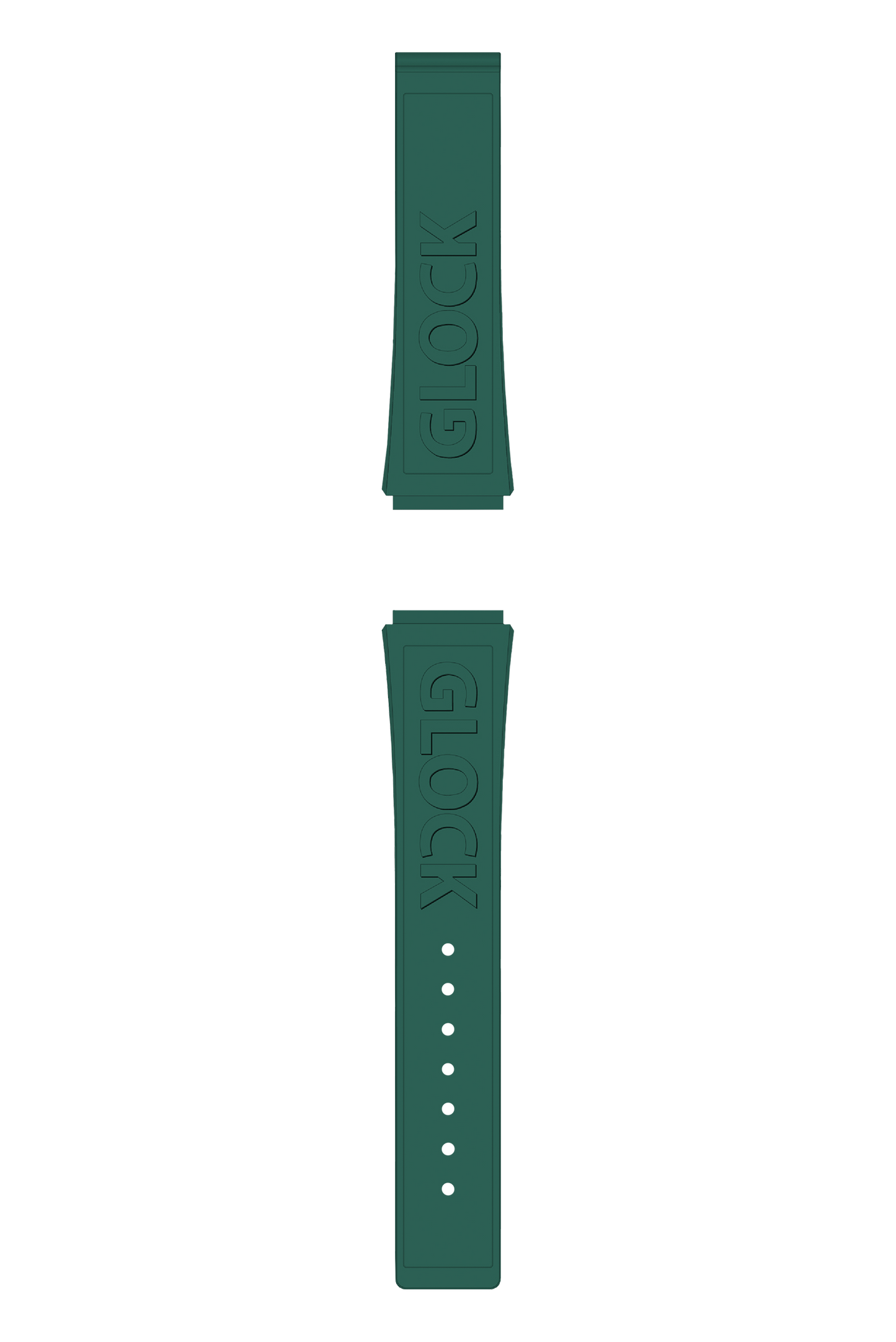 GLOCK Silicone Strap in Racing Green with Gold-Tone Clasp and Lettering GB-PU-RACINGGREEN-LOGO-GC Full View