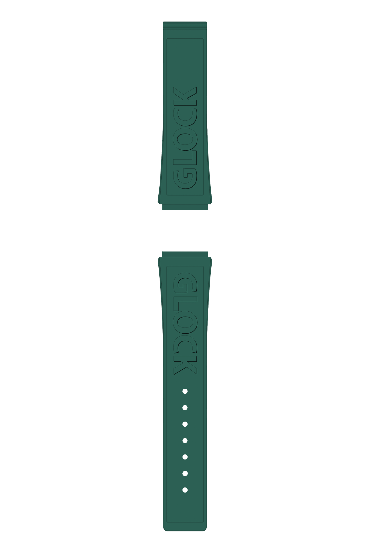 GLOCK Silicone Strap in Racing Green with Gold-Tone Clasp and Lettering GB-PU-RACINGGREEN-LOGO-GC Full View