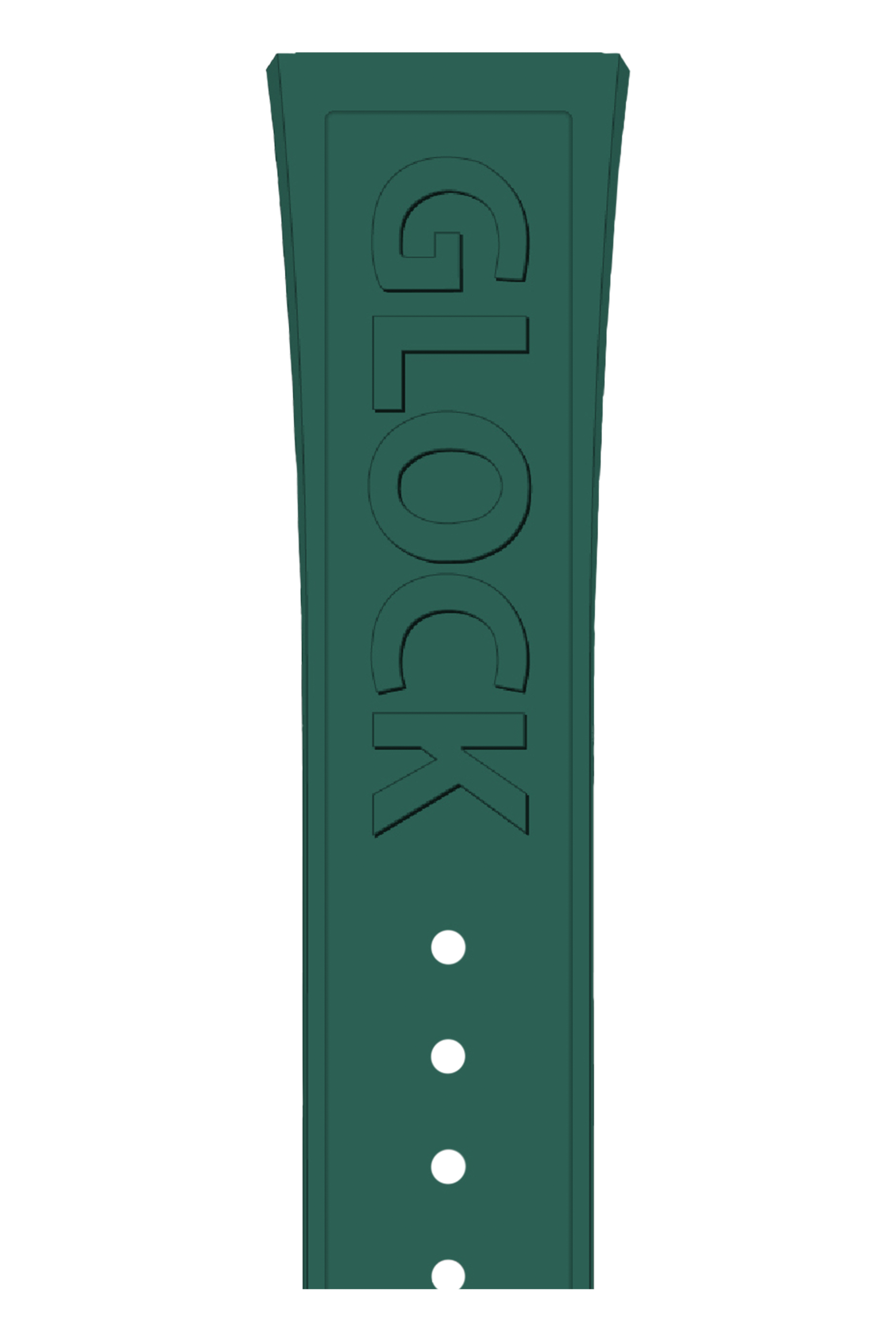 GLOCK Silicone Strap in Racing Green with Gold-Tone Clasp and Lettering GB-PU-RACINGGREEN-LOGO-GC Close Up