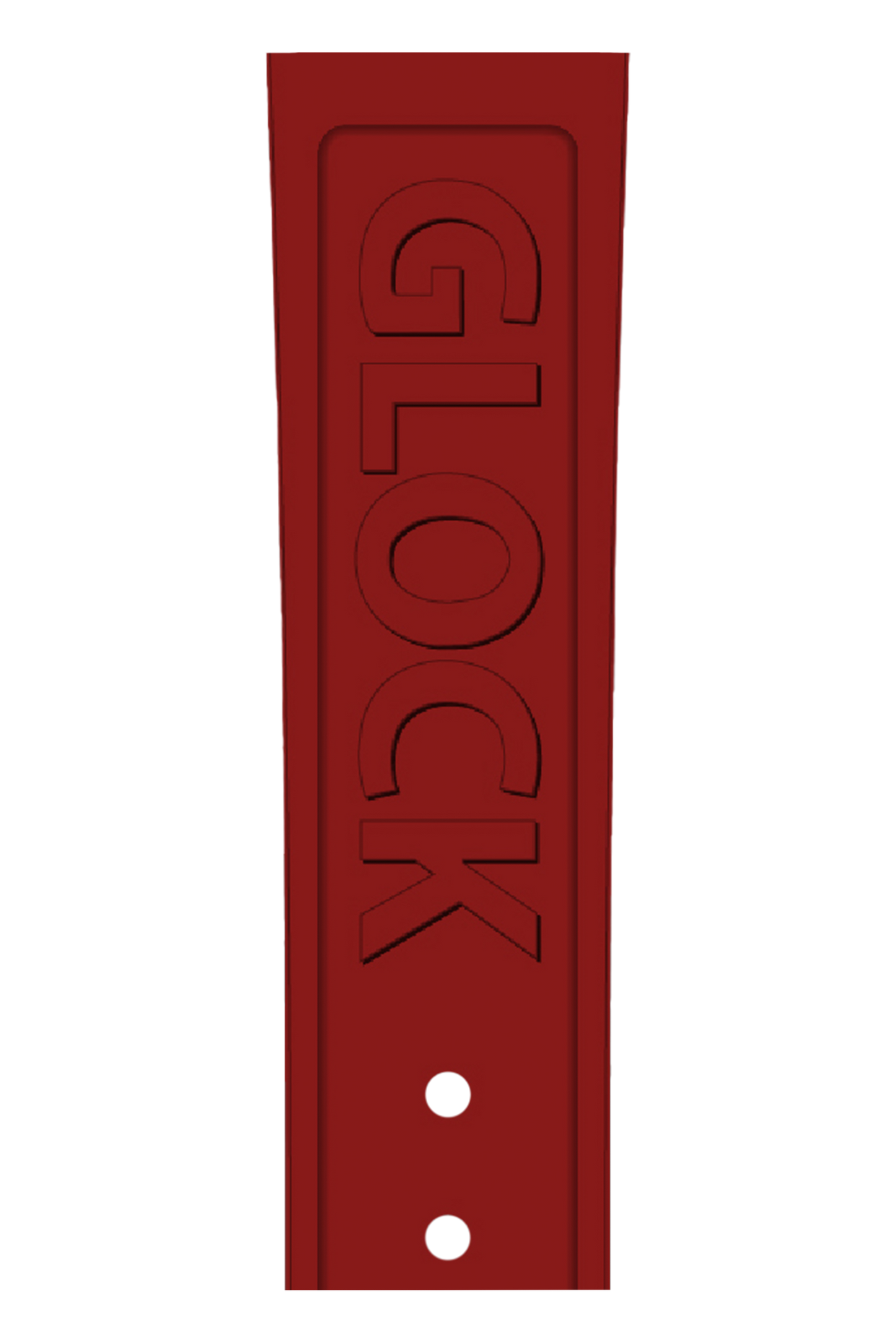 GLOCK Silicone Strap in Red with Black Clasp and Lettering GB-PU-RED-LOGO-BC Close Up