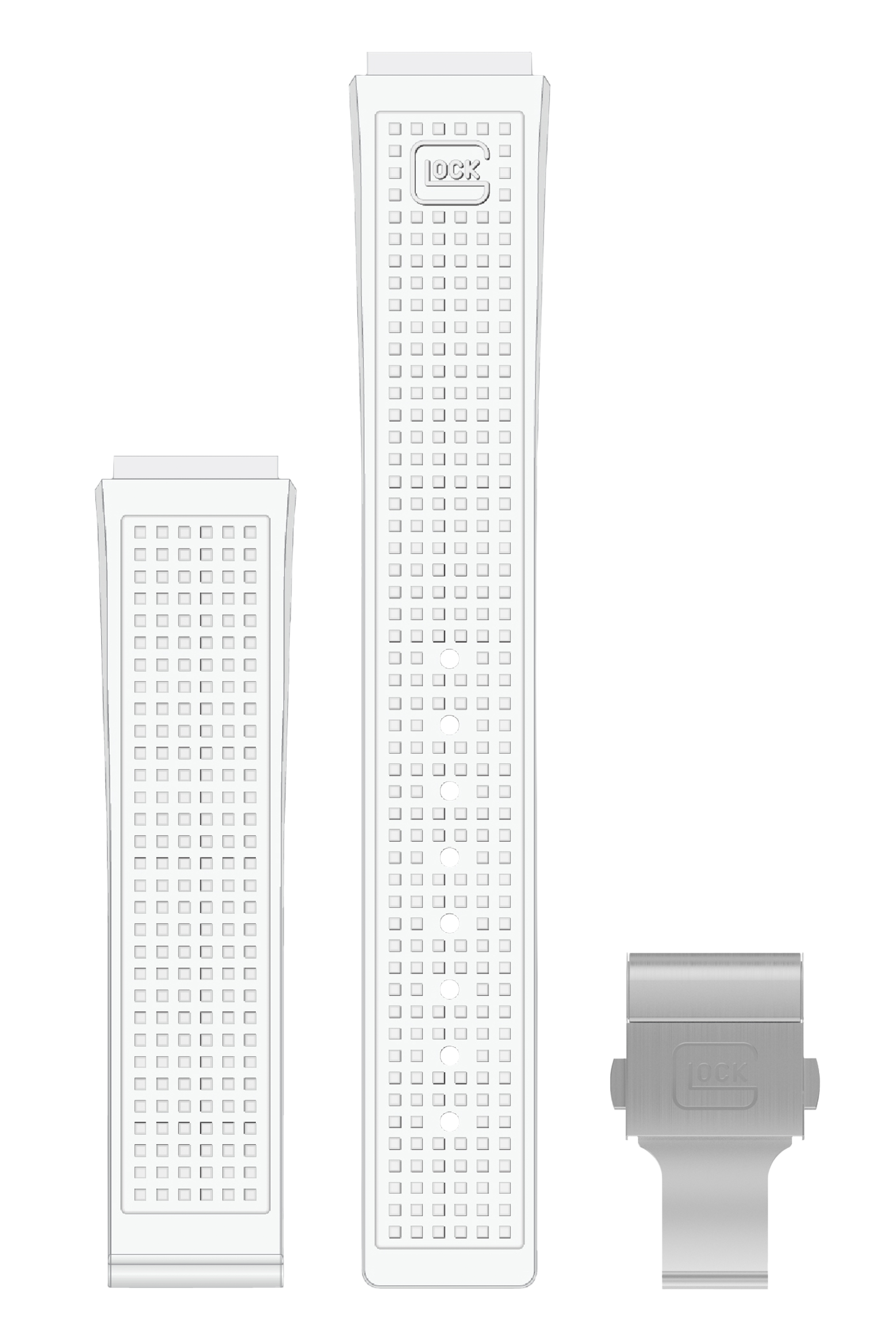 GLOCK Silicone Strap in White with Silver-Tone Clasp GB-PU-WHITE-RTF-SC