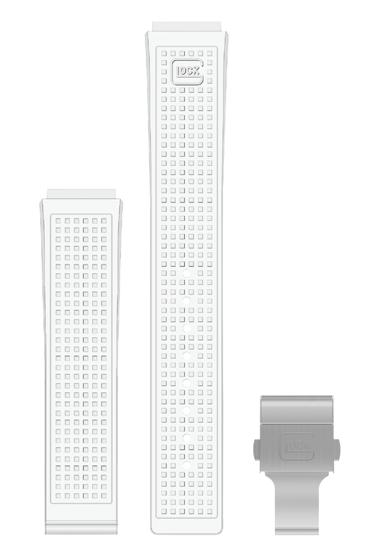 GLOCK Silicone Strap in White with Silver-Tone Clasp GB-PU-WHITE-RTF-SC