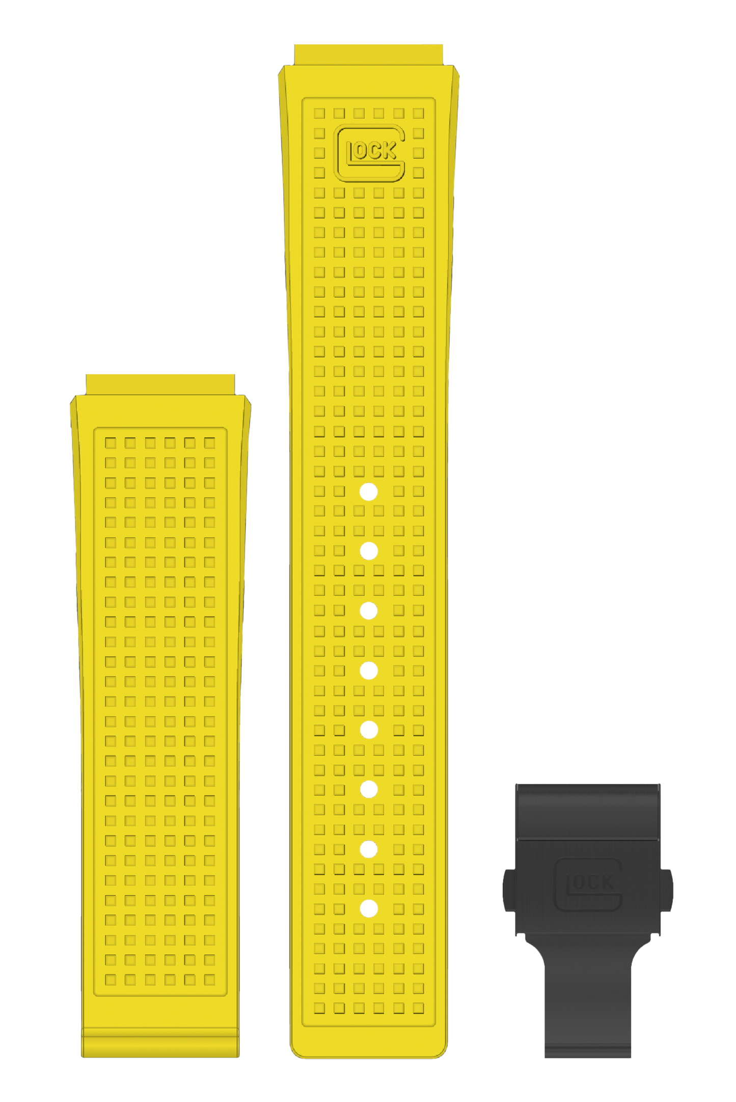 GLOCK Silicone Strap in Yellow with Black Clasp GB-PU-YELLOW-RTF-BC