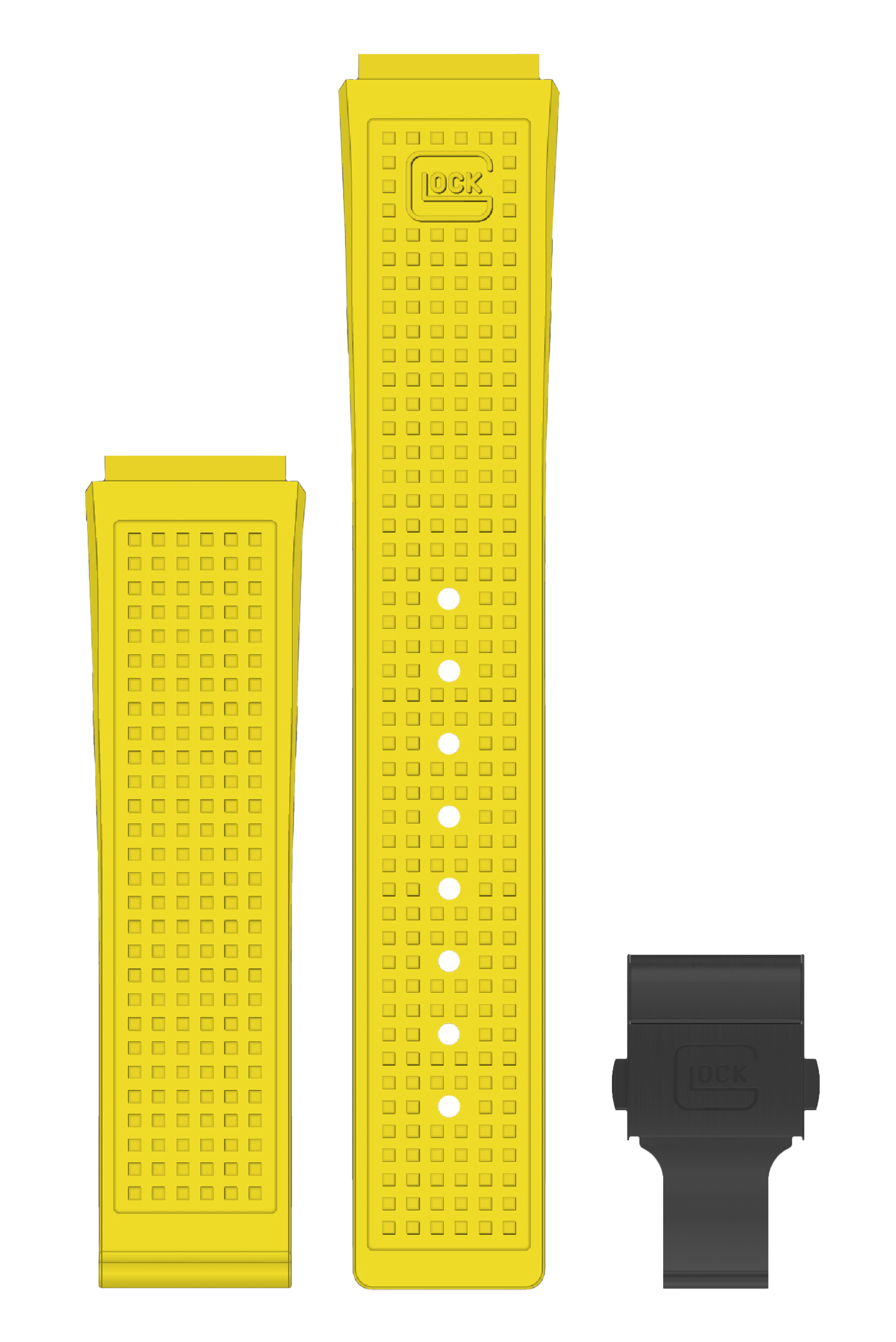 GLOCK Silicone Strap in Yellow with Black Clasp GB-PU-YELLOW-RTF-BC