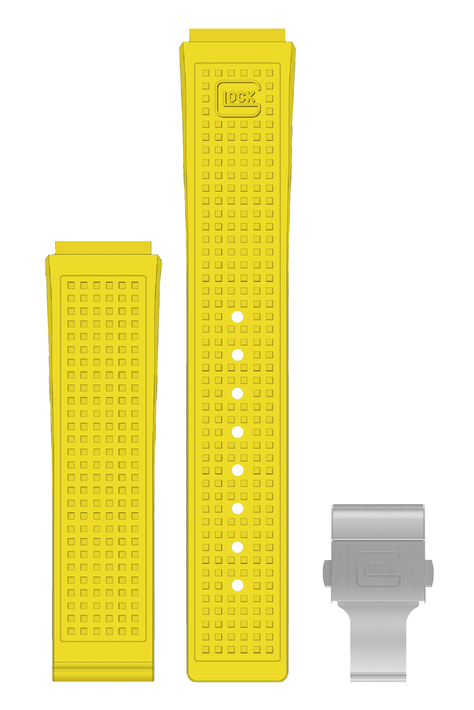 GLOCK Silicone Strap in Yellow with Silver-Tone Clasp GB-PU-YELLOW-RTF-SC