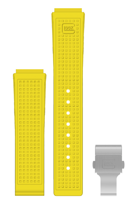 GLOCK Silicone Strap in Yellow with Silver-Tone Clasp GB-PU-YELLOW-RTF-SC