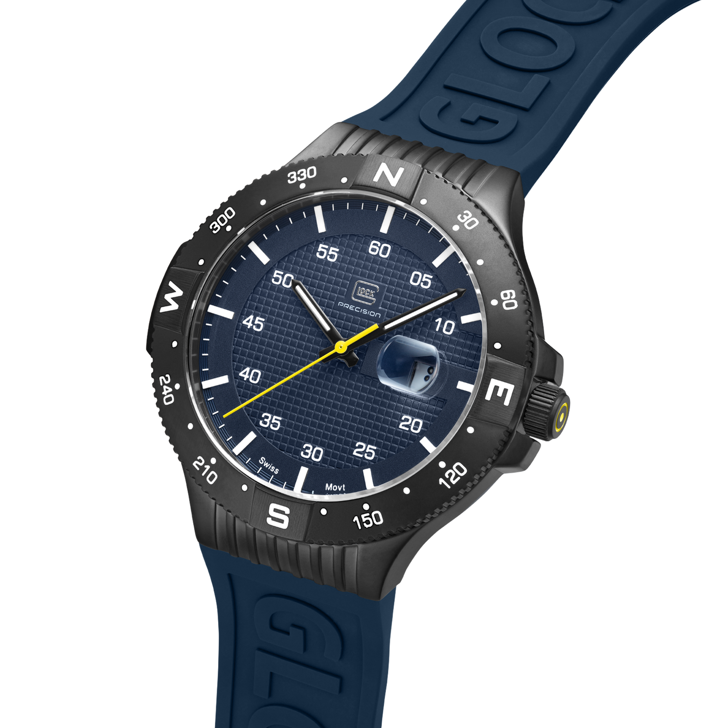 GLOCK Watch GW-15-2-22 Blue Silicone Strap with Lettering Half Side View