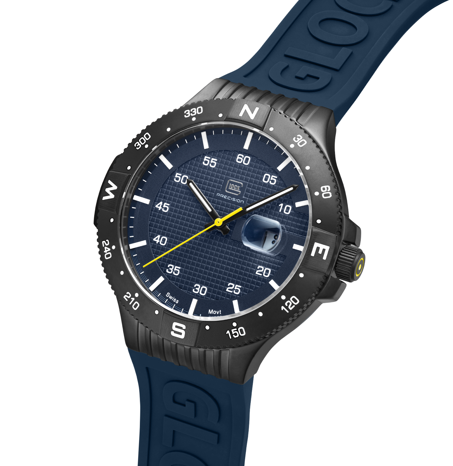 GLOCK Watch GW-15-2-22 Blue Silicone Strap with Lettering Half Side View