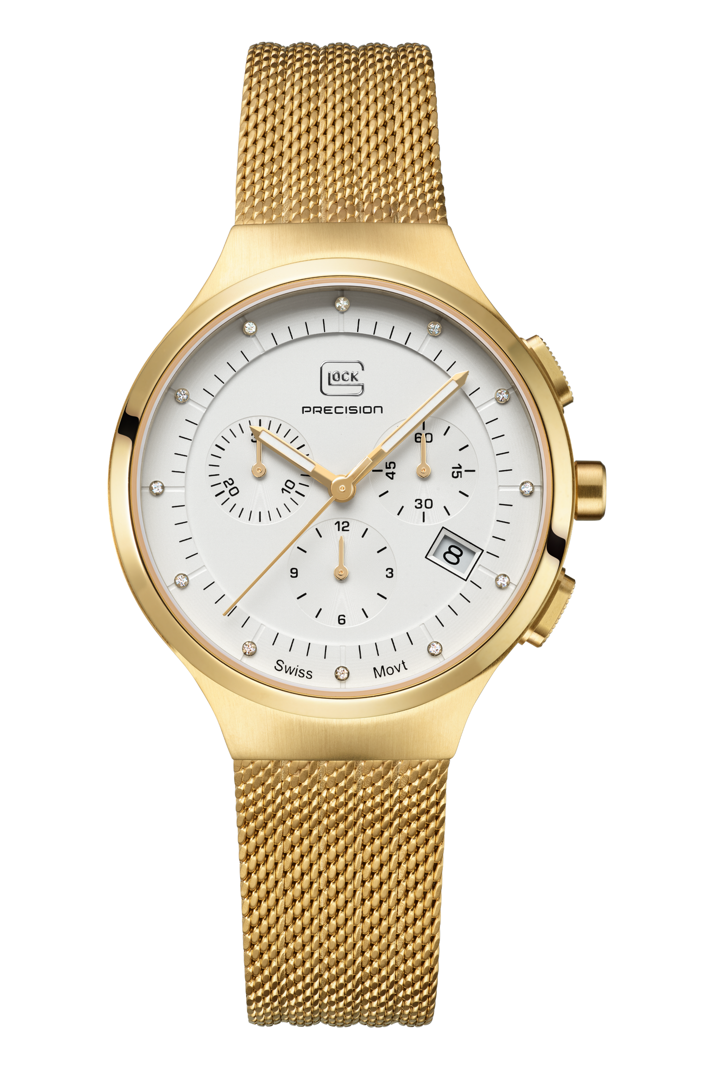 GLOCK Watch GW-17-1-18 Gold-Tone Mesh Strap Front View