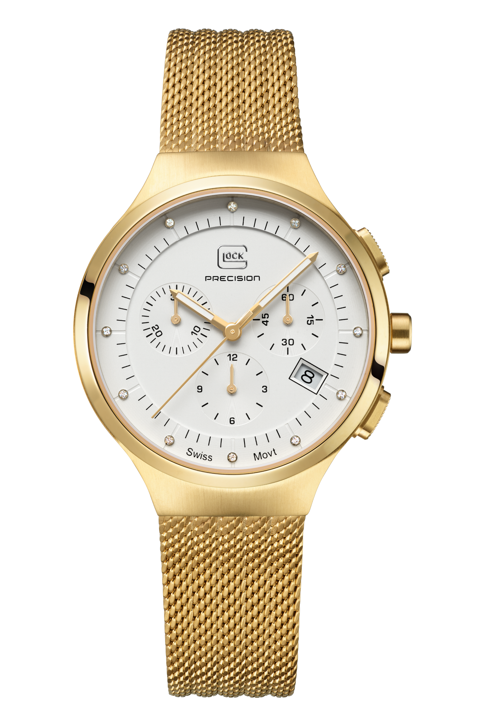 GLOCK Watch GW-17-1-18 Gold-Tone Mesh Strap Front View