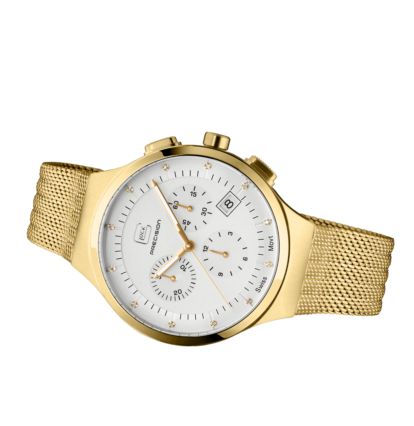 GLOCK Watch GW-17-1-18 Gold-Tone Mesh Strap Horizontal View