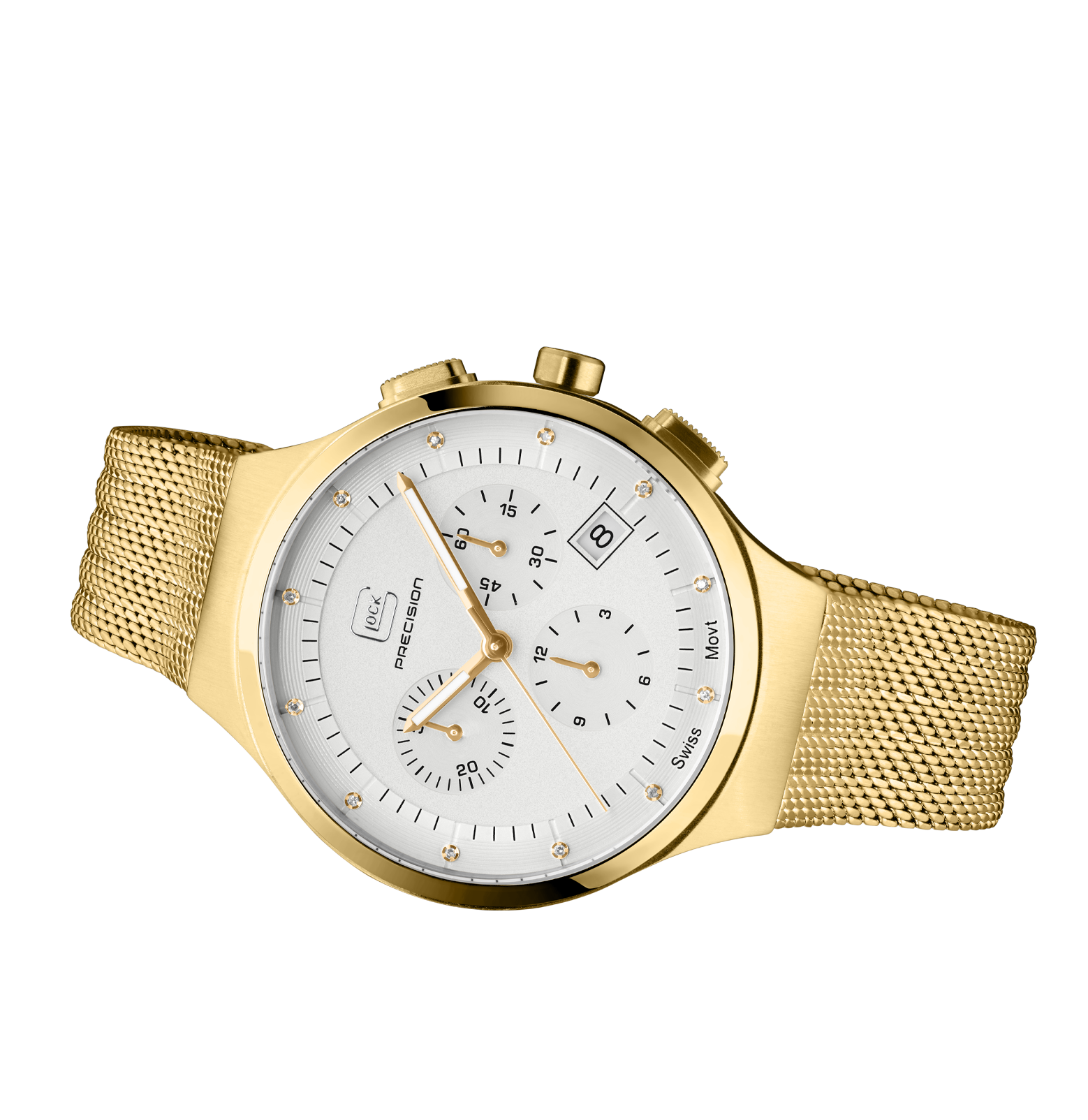 GLOCK Watch GW-17-1-18 Gold-Tone Mesh Strap Horizontal View