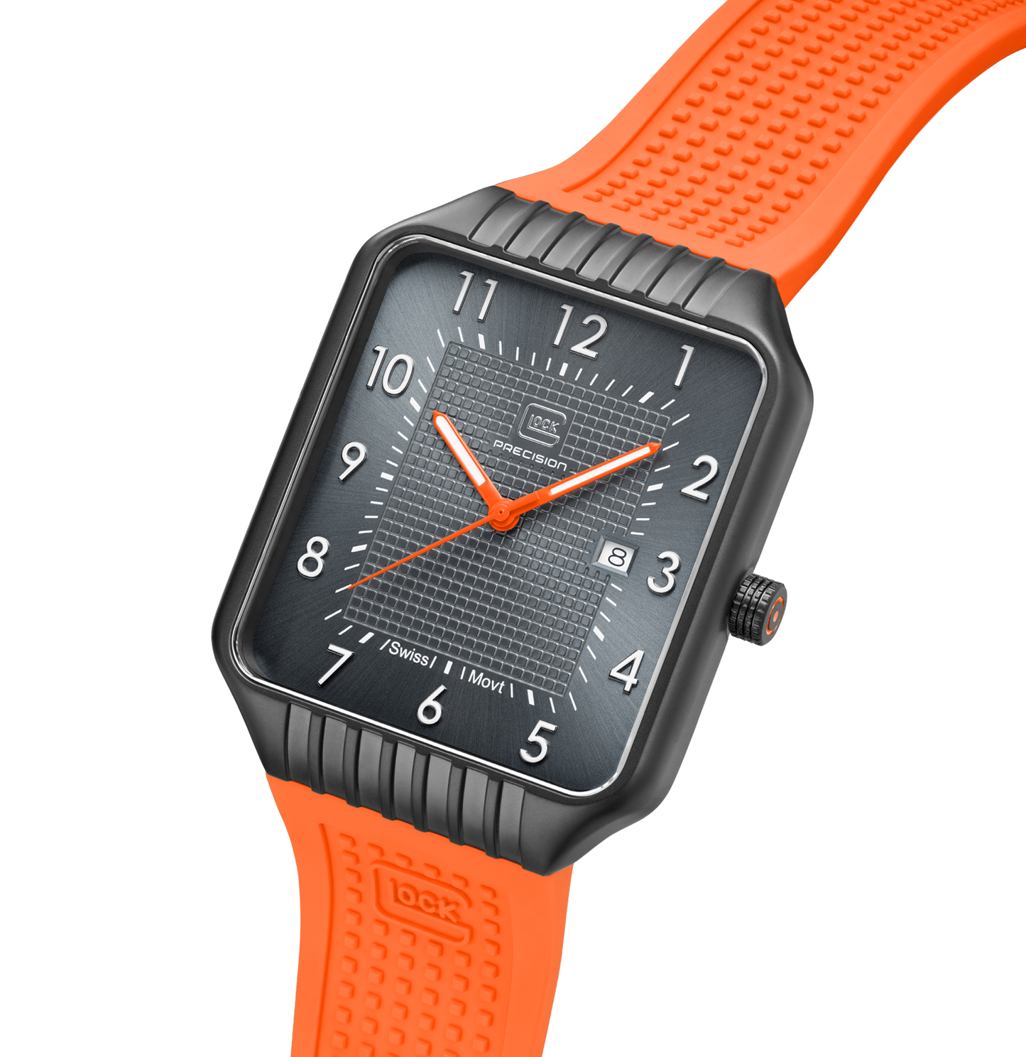 GLOCK Watch GW-2-1-24 Orange Silicone Strap RTF Structure Structure Half Side View