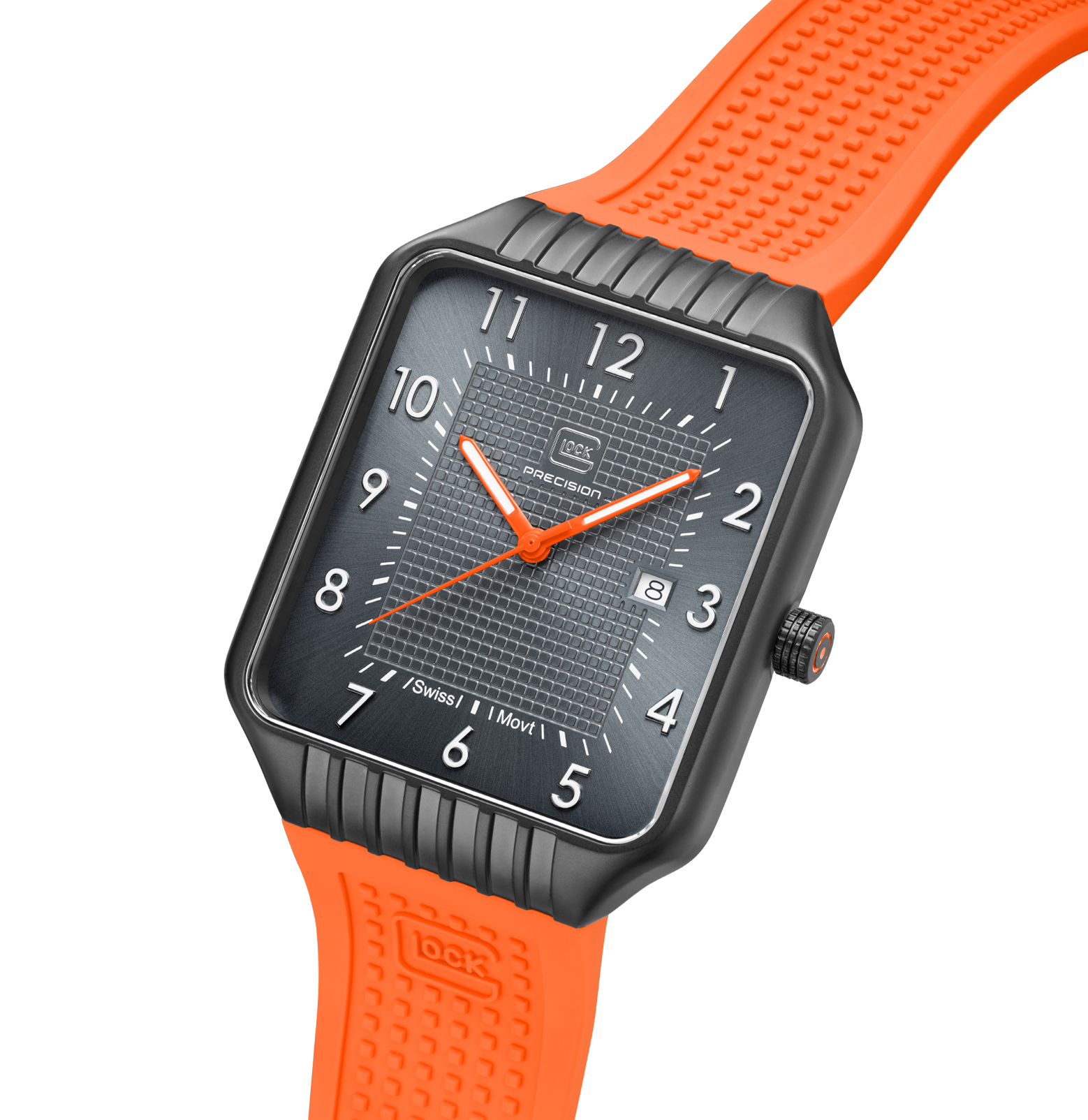 GLOCK Watch GW-2-1-24 Orange Silicone Strap RTF Structure Structure Half Side View