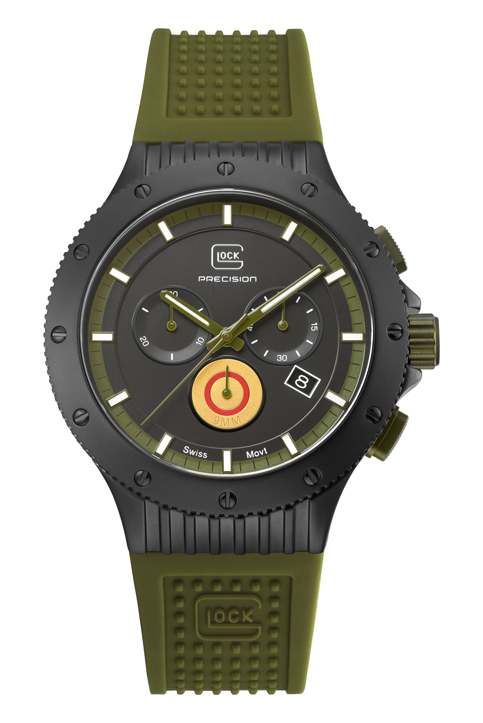 Limited GLOCK Watch GW-27-1-24 Armygreen Silicone Strap Front View