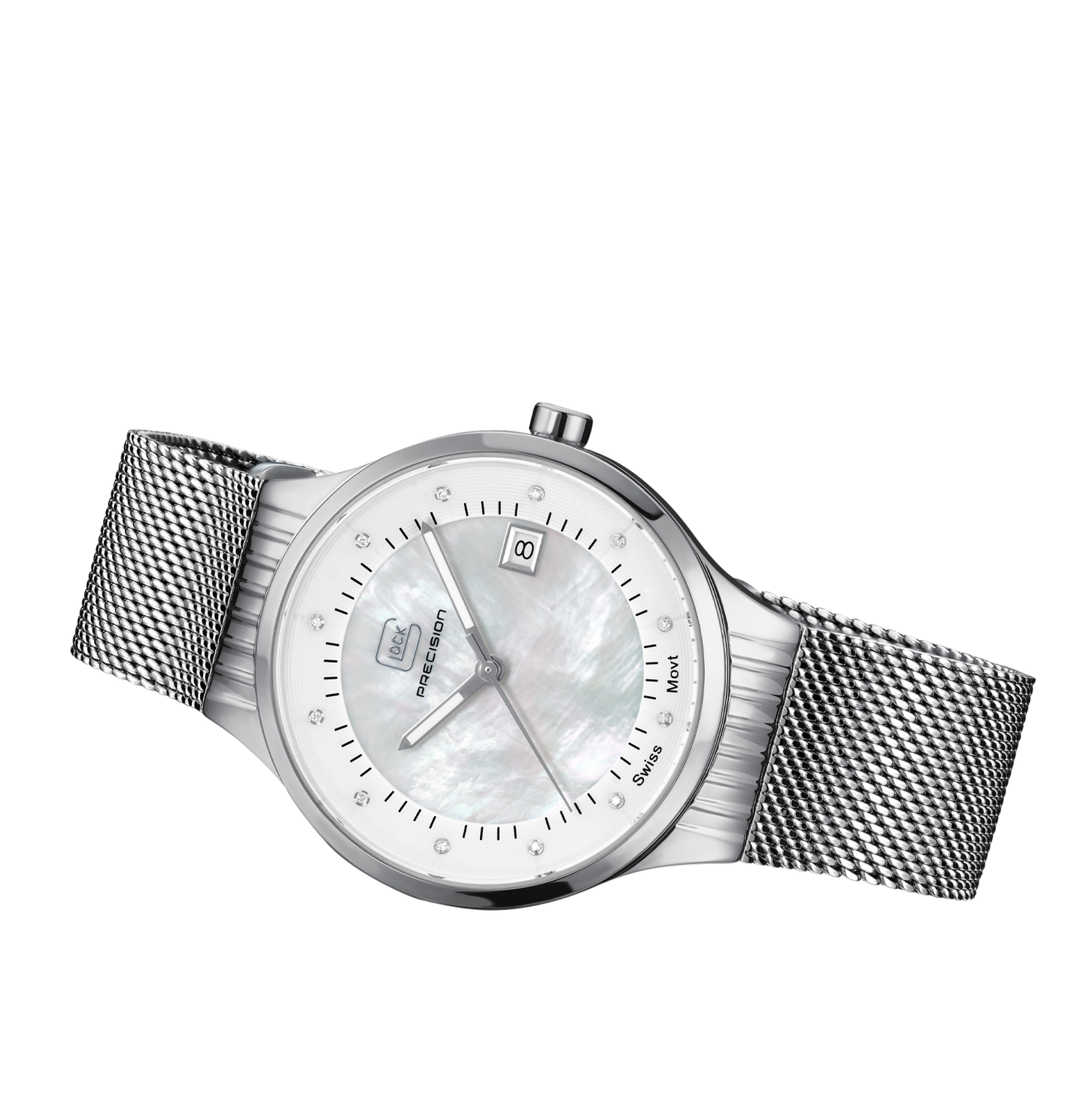 GLOCK Watch GW-28-1-18 Silver-Tone Mesh Strap Horizontal View