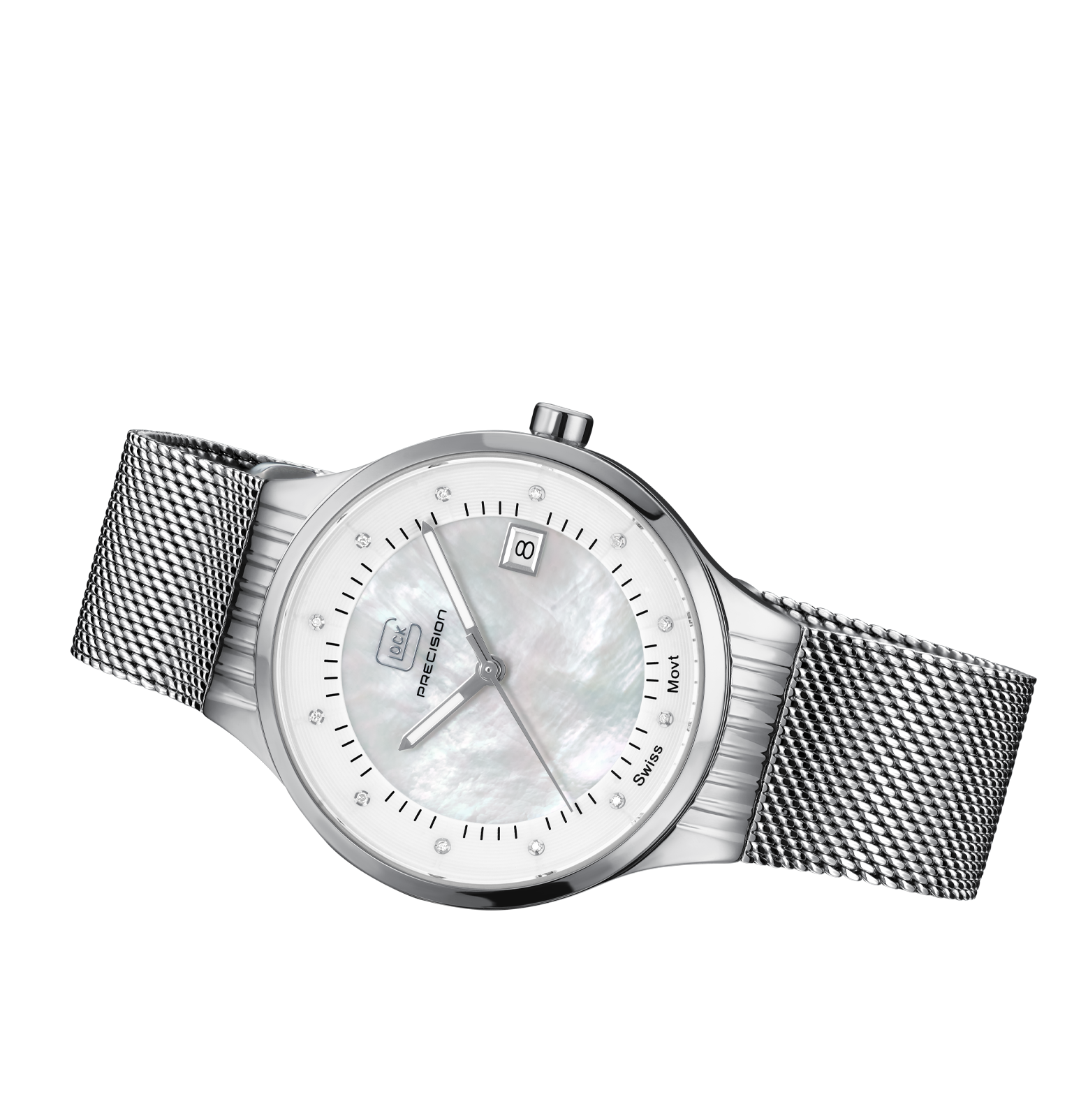 GLOCK Watch GW-28-1-18 Silver-Tone Mesh Strap Horizontal View