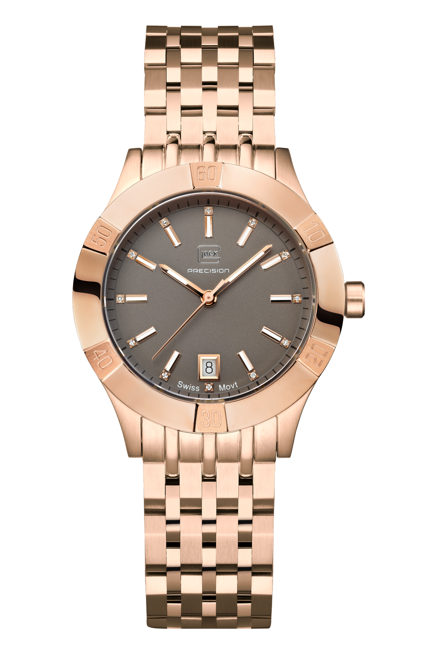 GLOCK Watch GW-31-2-18 Rose Gold-Tone Link Strap Front View