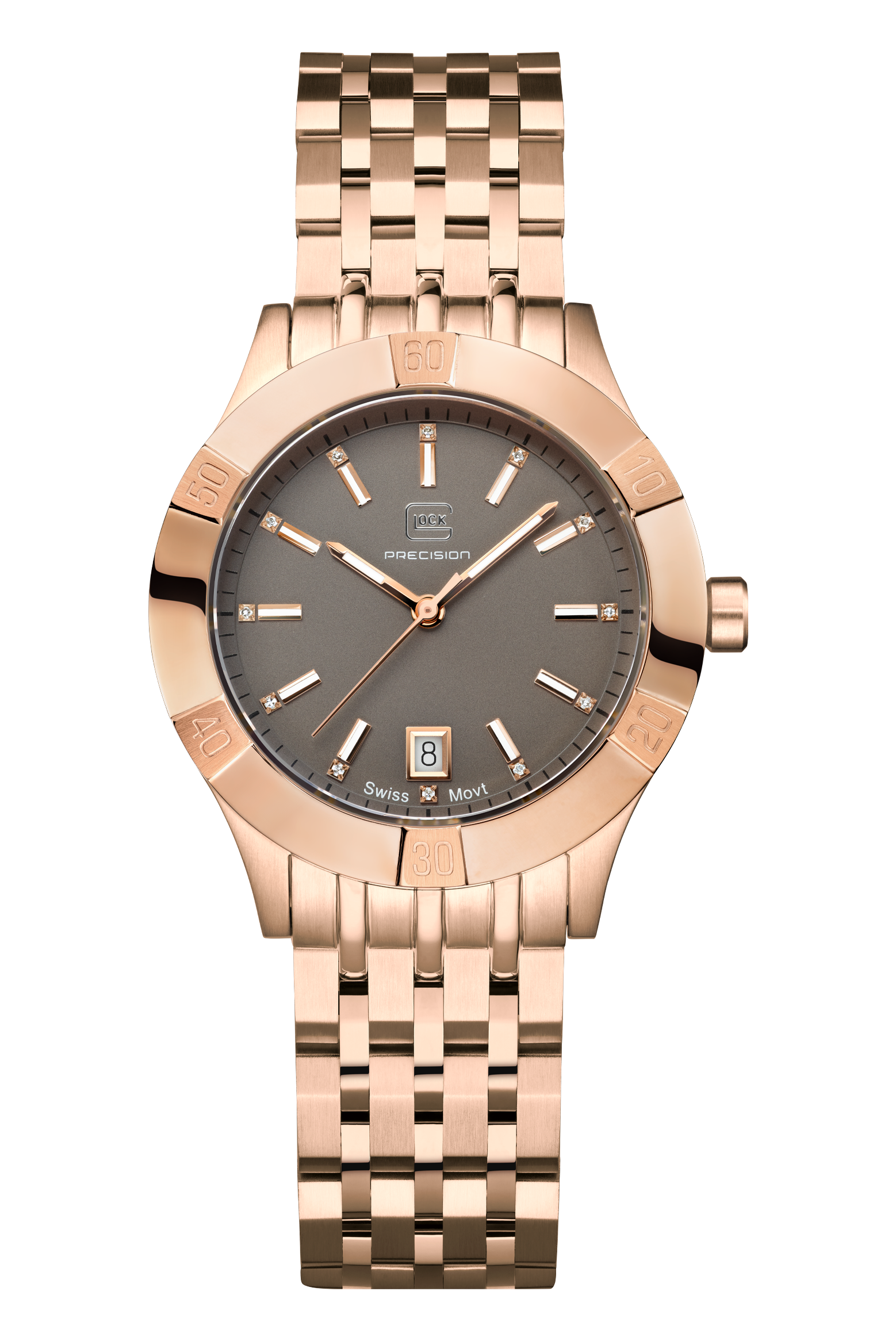 GLOCK Watch GW-31-2-18 Rose Gold-Tone Link Strap Front View