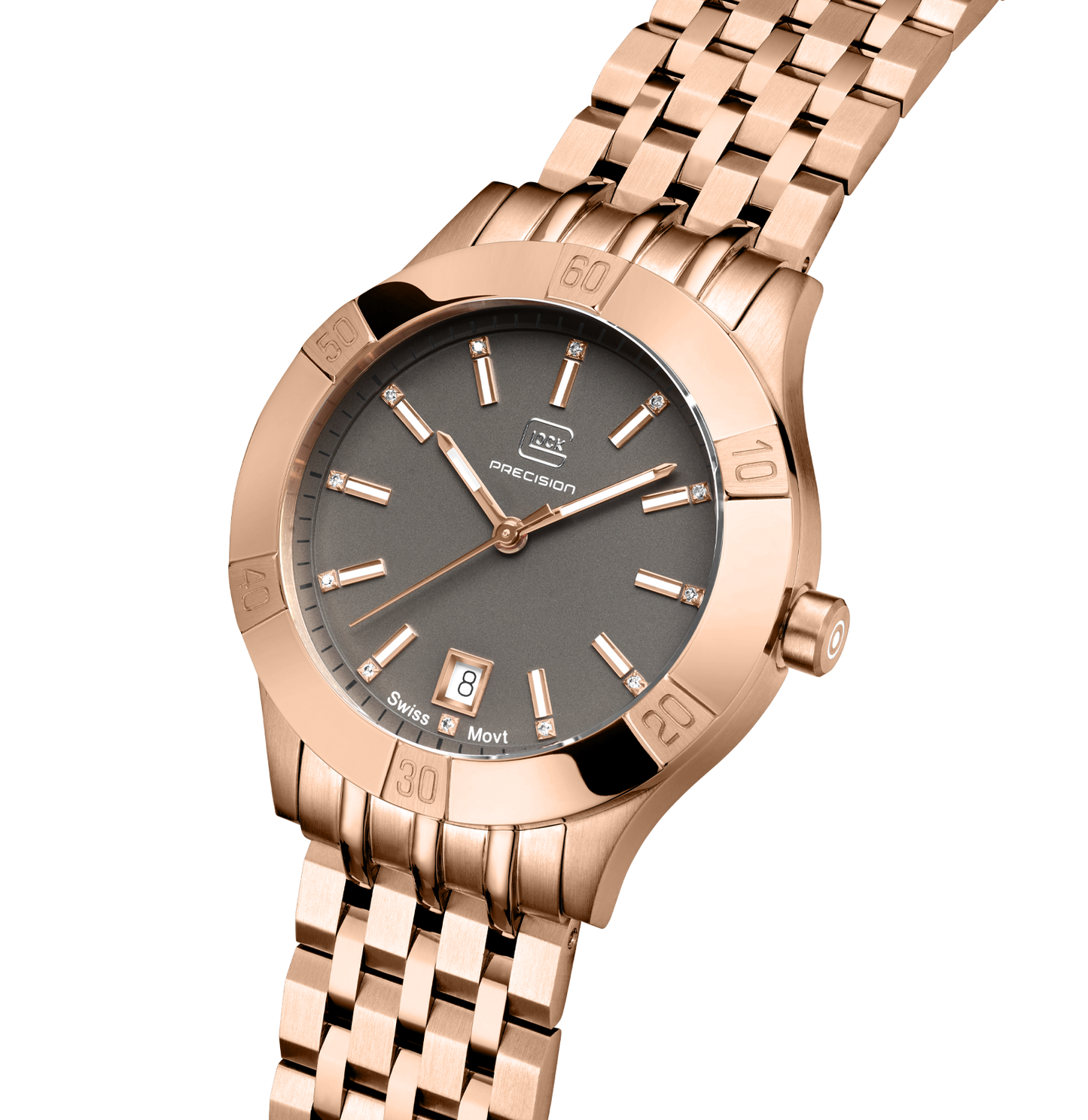 GLOCK Watch GW-31-2-18 Rose Gold-Tone Link Strap Half Side View