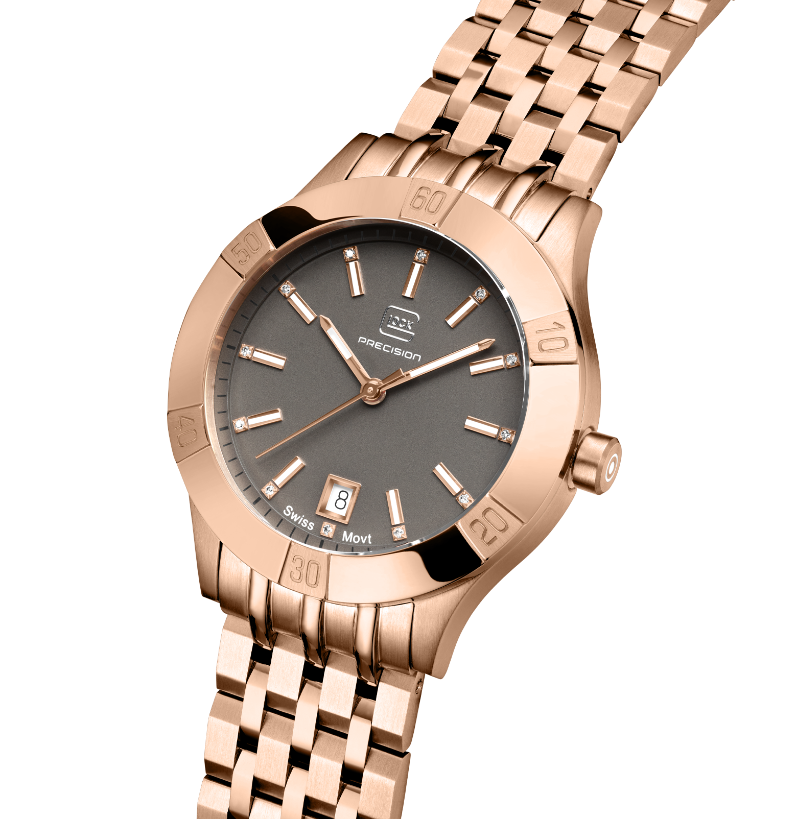 GLOCK Watch GW-31-2-18 Rose Gold-Tone Link Strap Half Side View