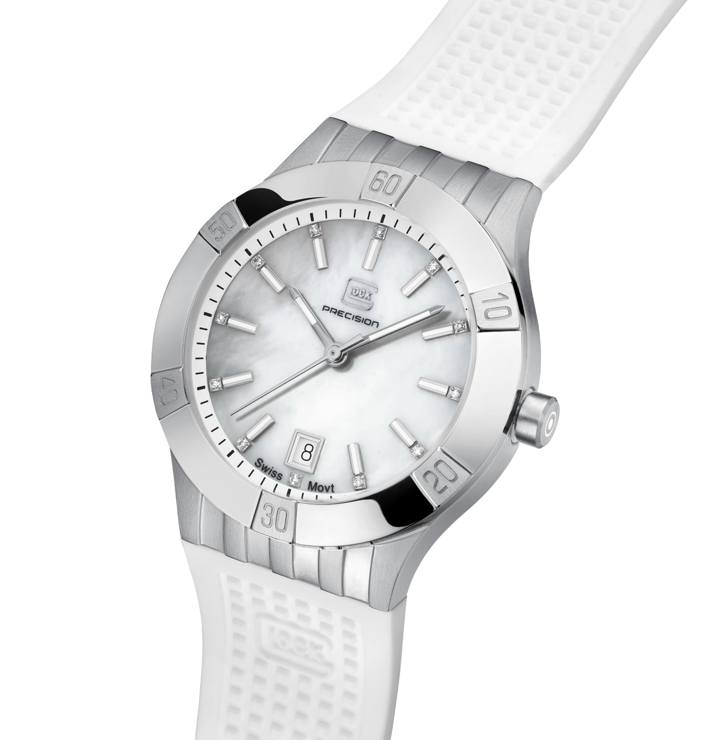 GLOCK Watch GW-32-1-20 White Silicone Strap RTF Structure Half Side View