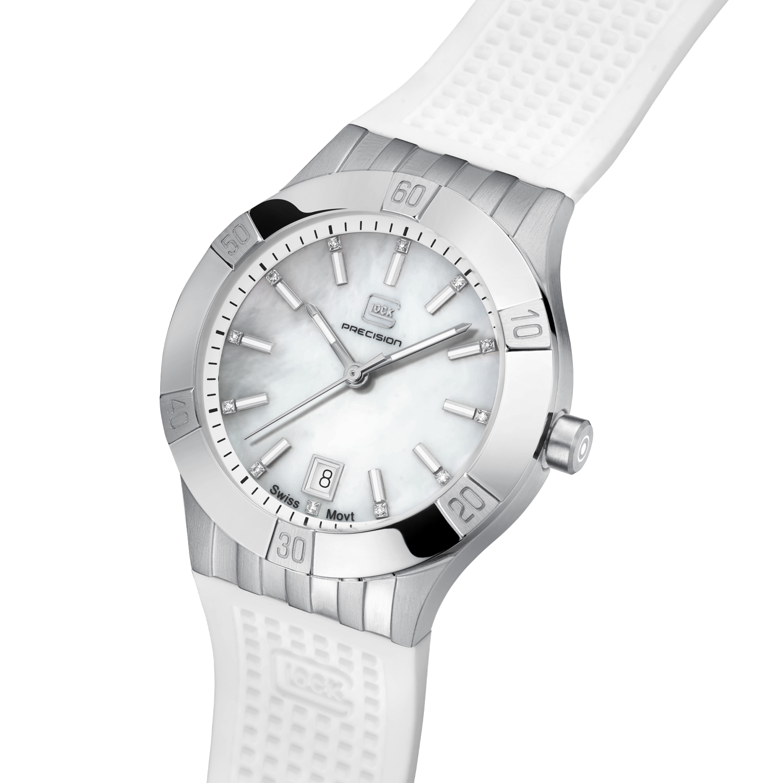 GLOCK Watch GW-32-1-20 White Silicone Strap RTF Structure Half Side View